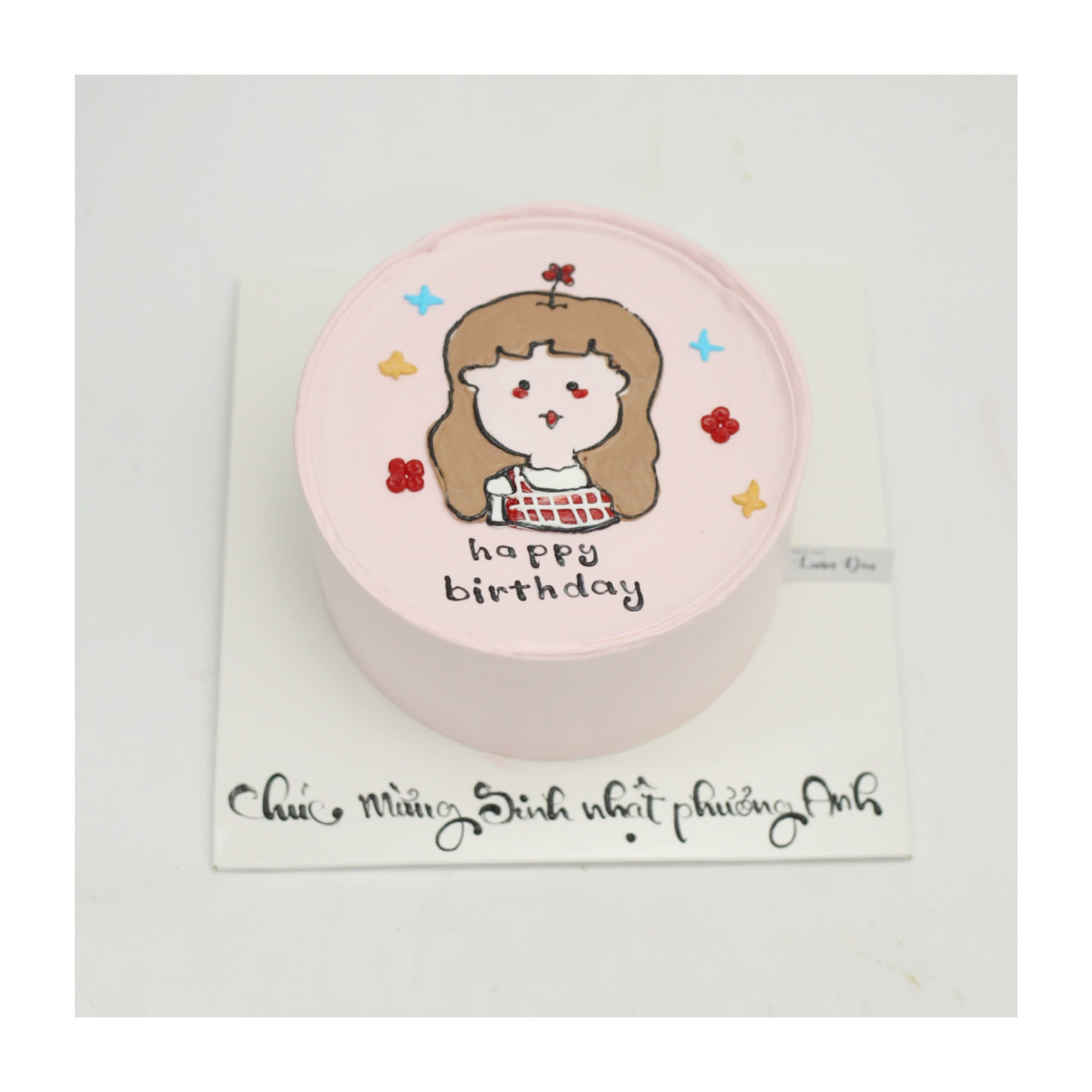Bánh kem mini vẽ hình cô gái dễ thương