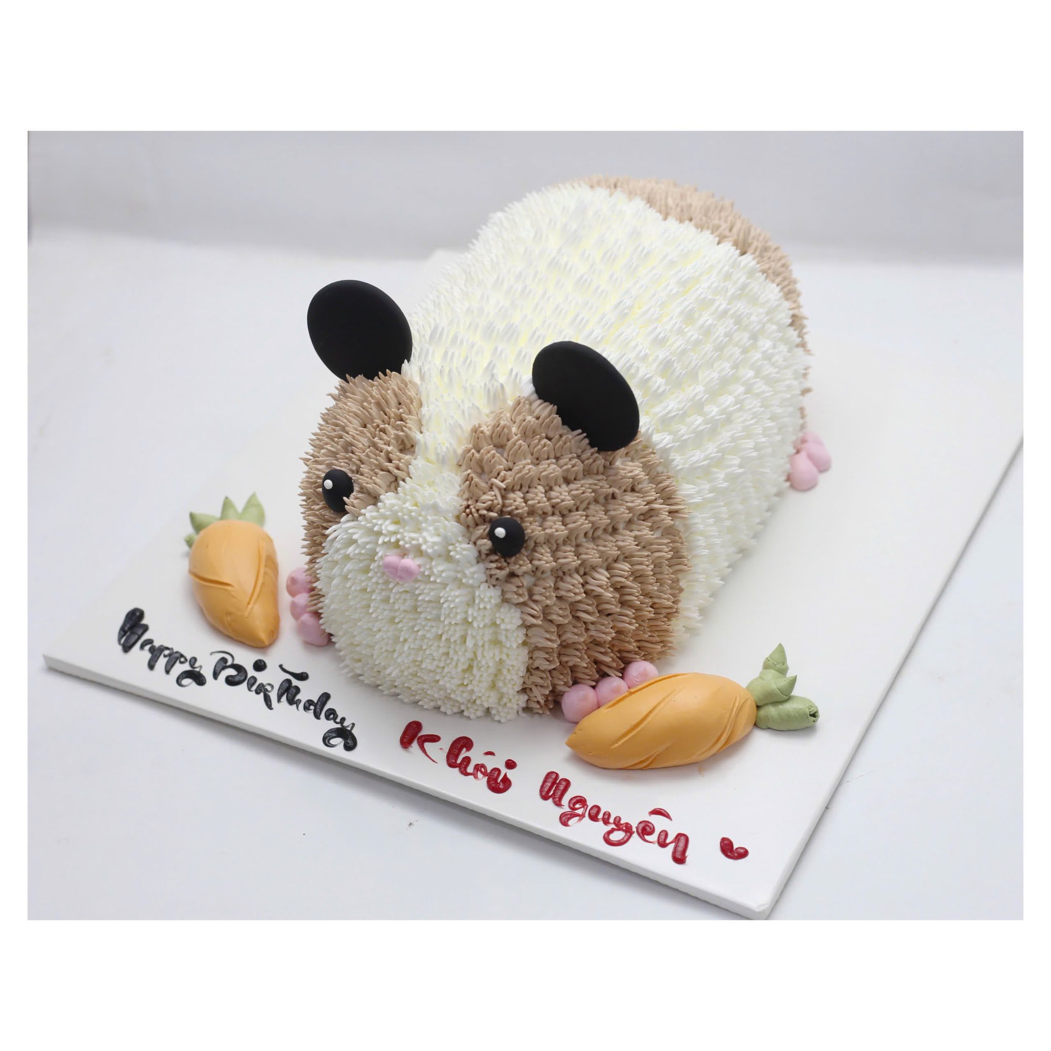 Bánh kem tạo hình chuột Hamster trắng nâu đáng yêu
