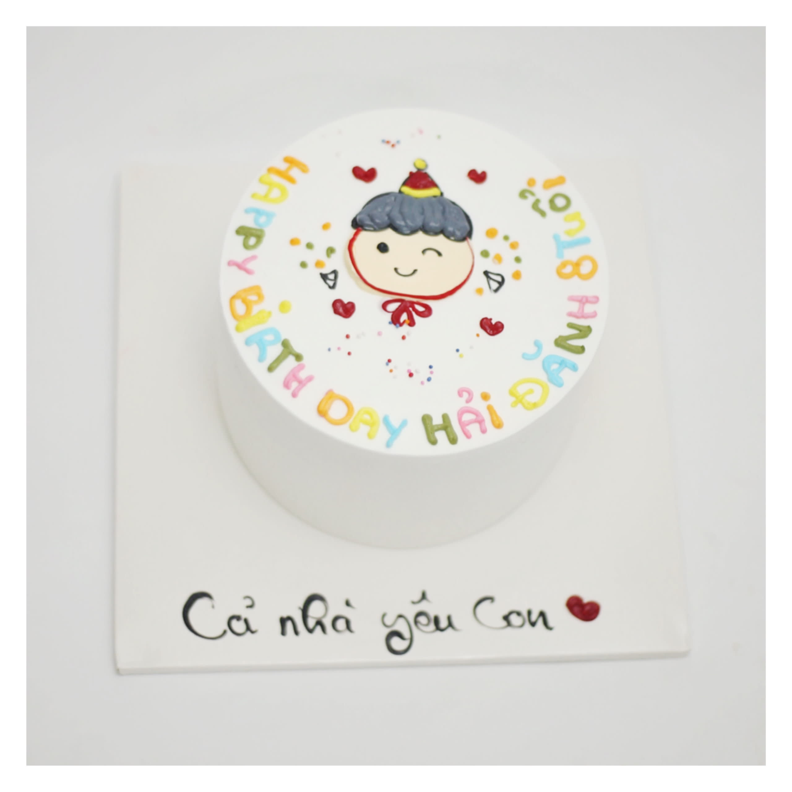 Bánh kem cậu bé hoạt hình dễ thương