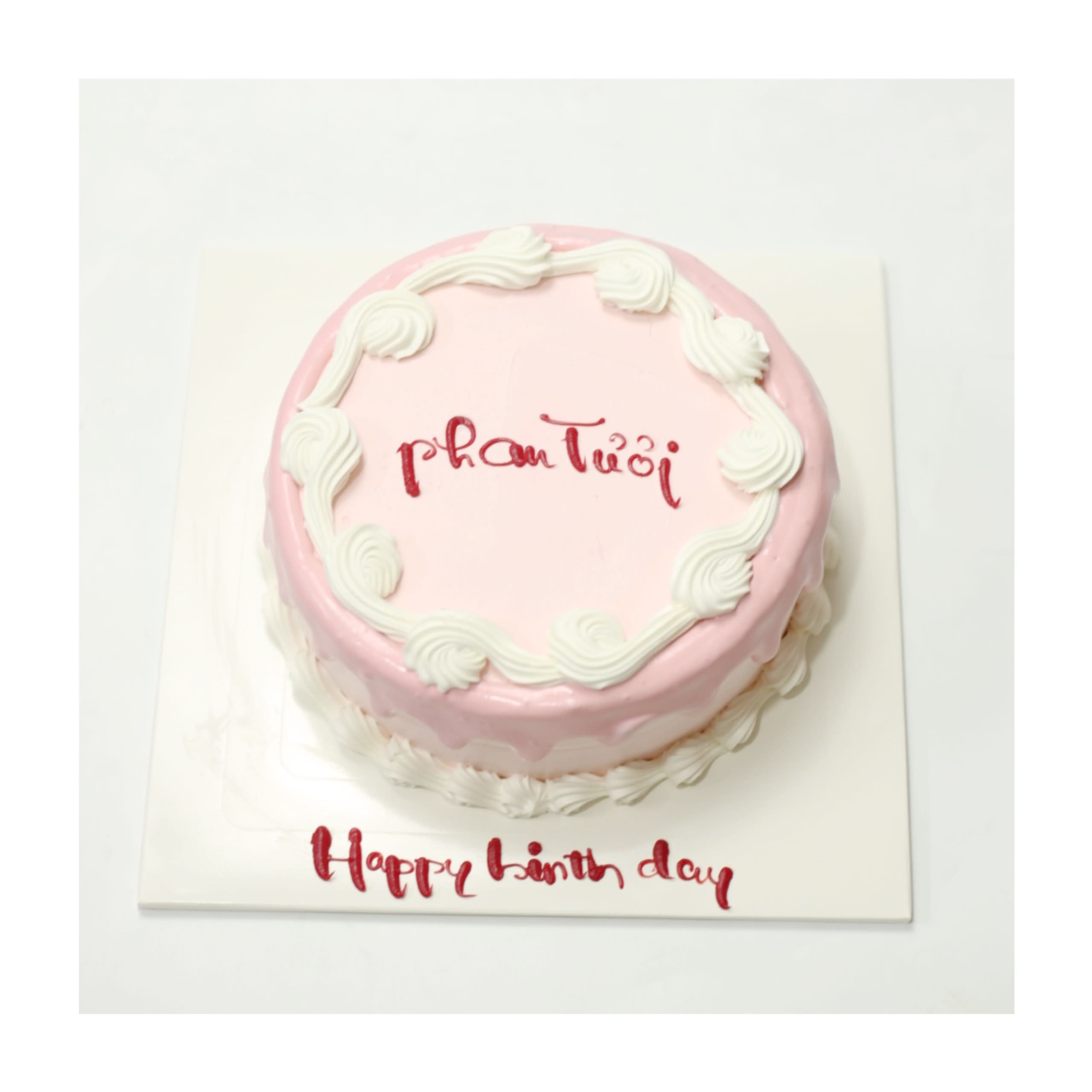 Bánh kem màu hồng pastel tối giản nhẹ nhàng