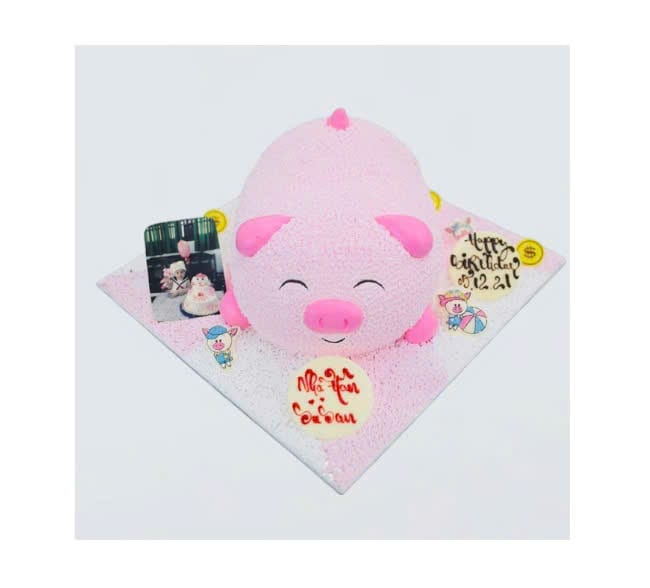 Bánh kem heo con hồng phấn xinh xắn