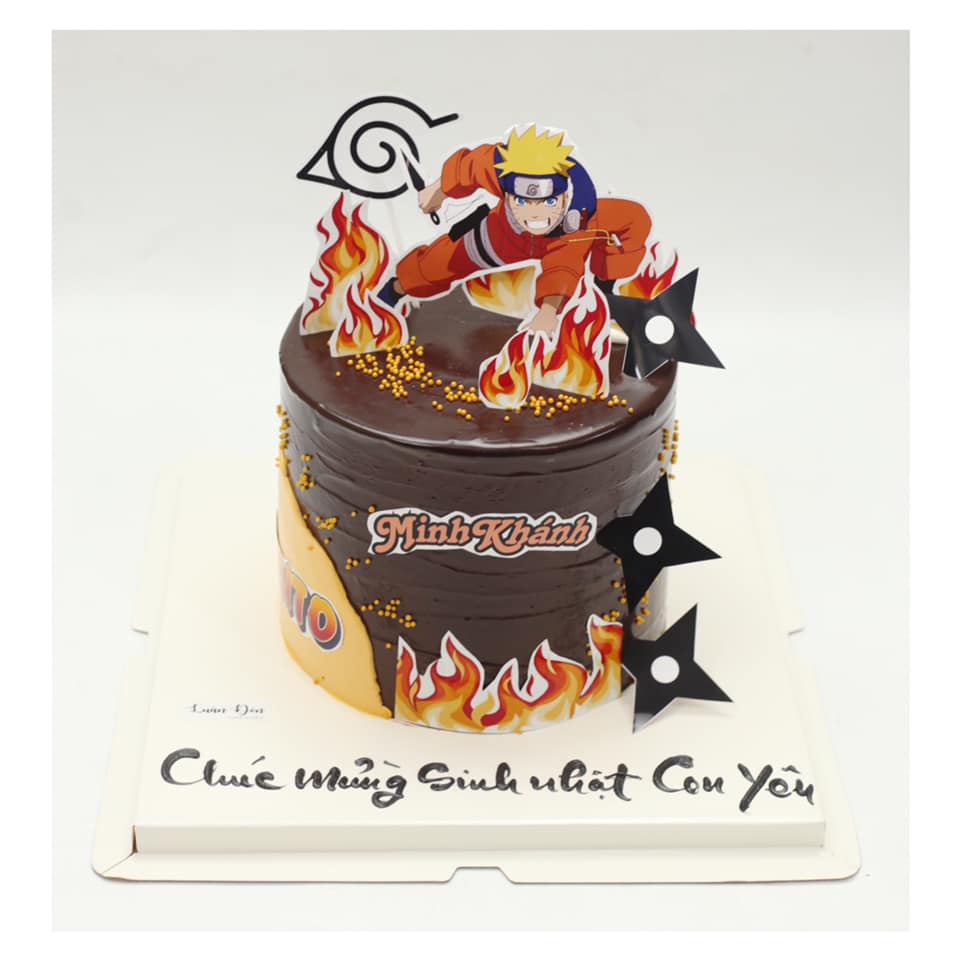 Bánh kem socola chủ đề Naruto mạnh mẽ