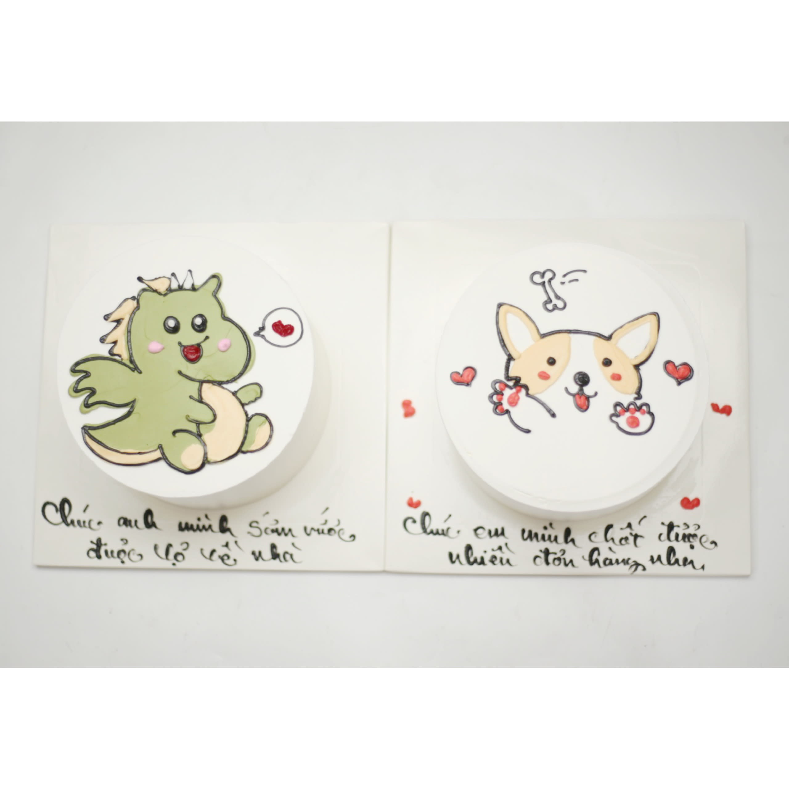 Bento cake rồng xanh và chó Corgi dễ thương