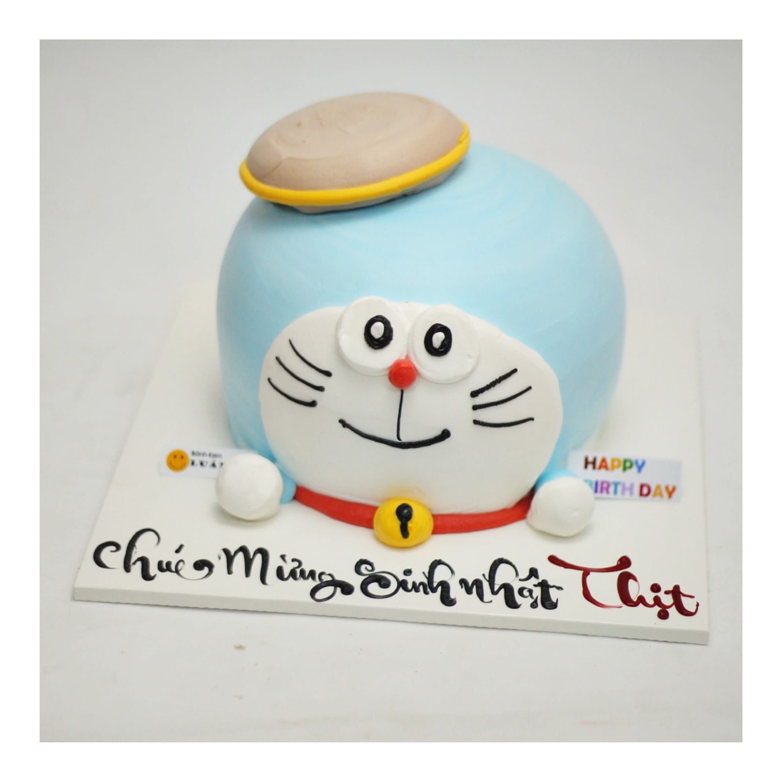 Bánh kem Đô-rê-mon xanh tròn dễ thương