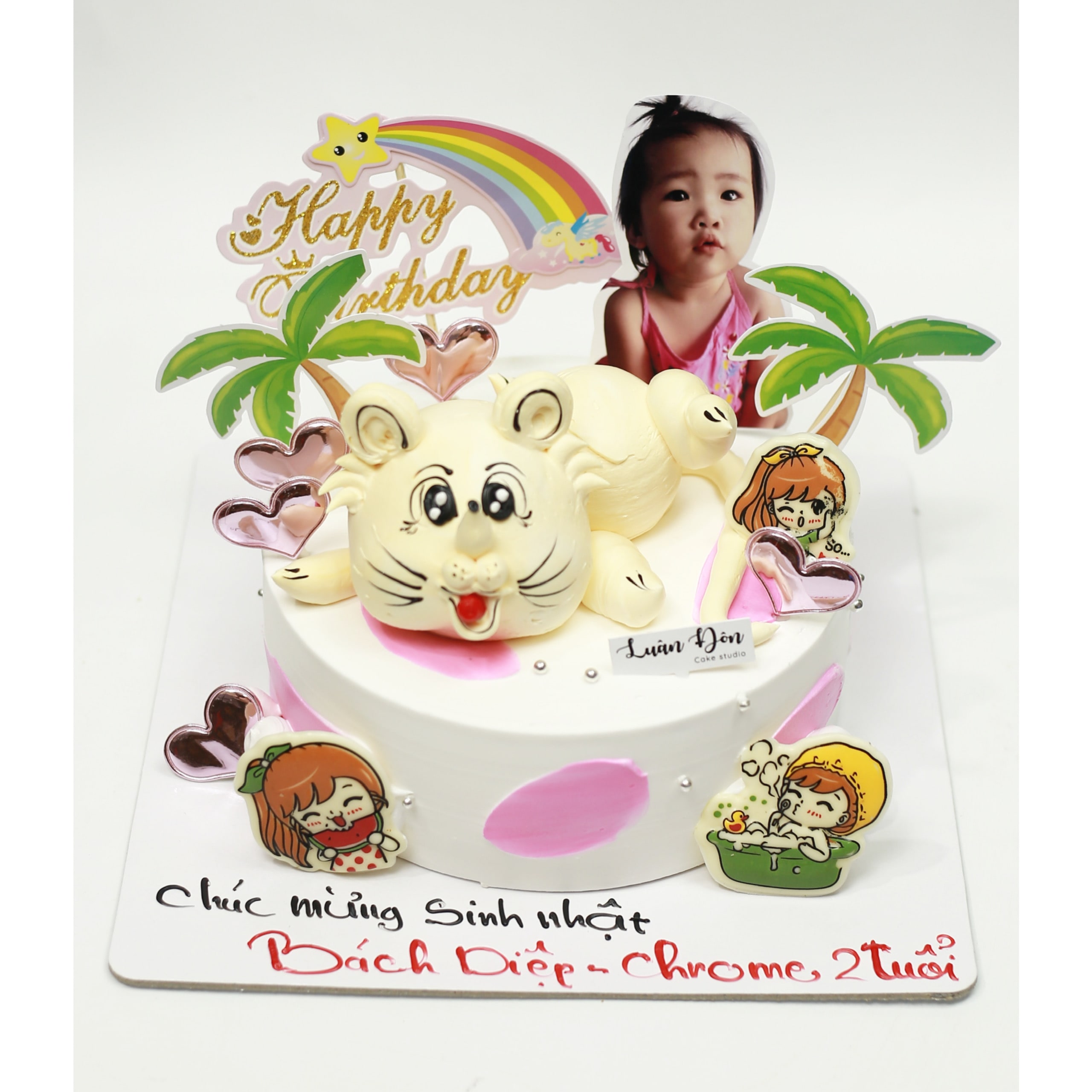 Bánh kem tạo hình hổ vàng mừng thôi nôi