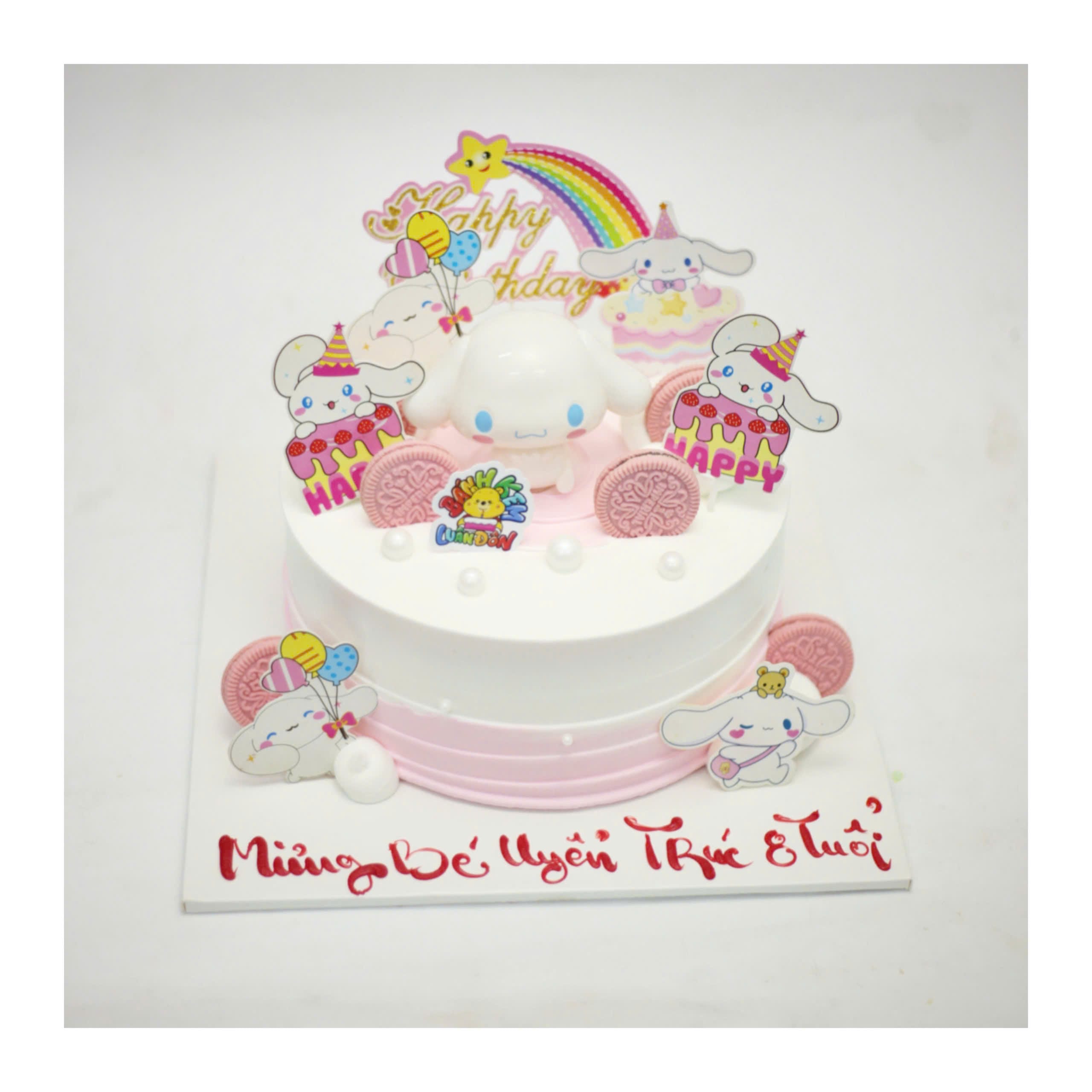 Bánh kem Cinnamoroll hồng trắng cho bé gái