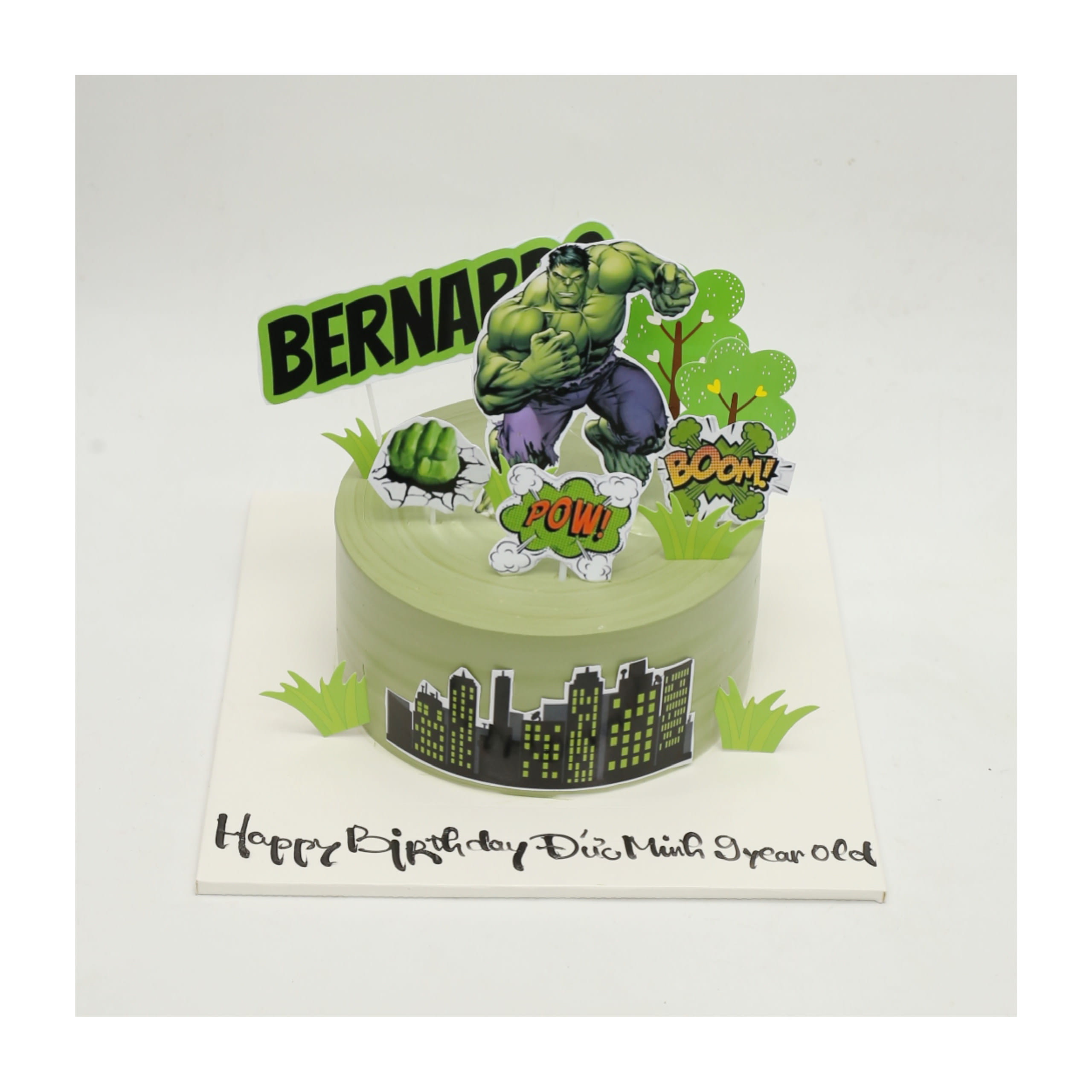 Bánh kem Hulk siêu anh hùng màu xanh