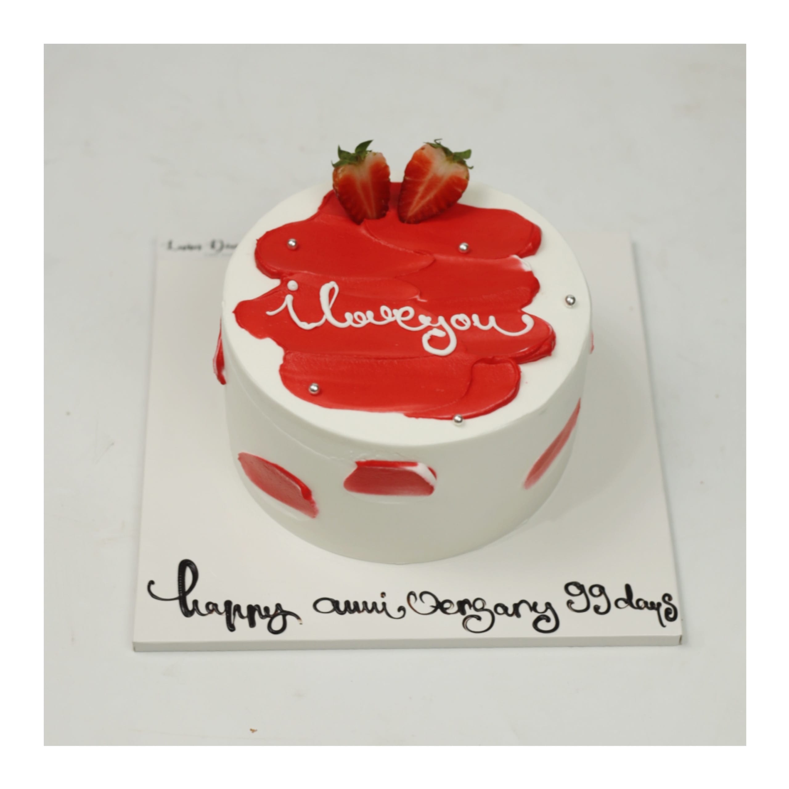 Bánh kem kỉ niệm i love you dâu tây