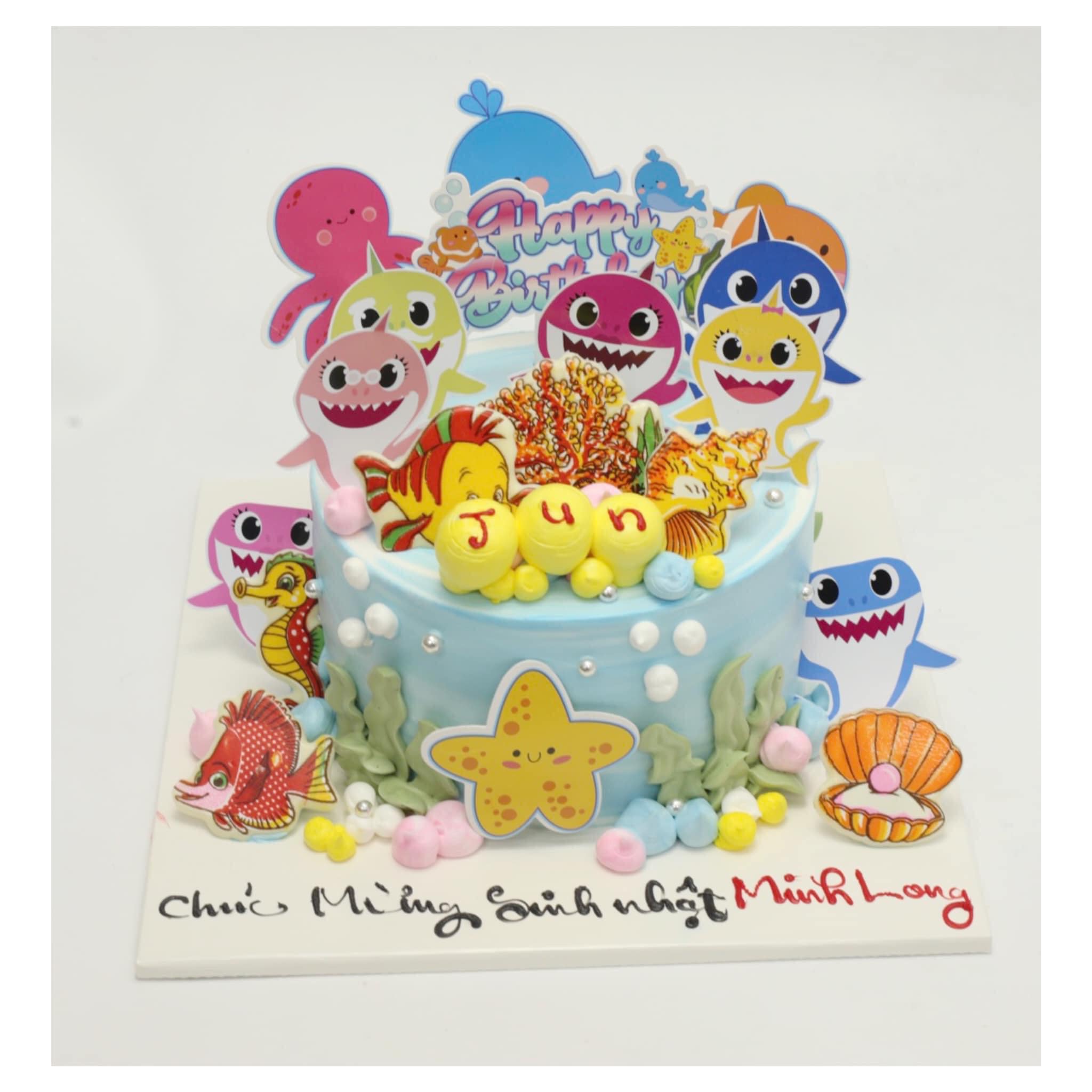 Bánh sinh nhật Baby Shark đại dương xanh