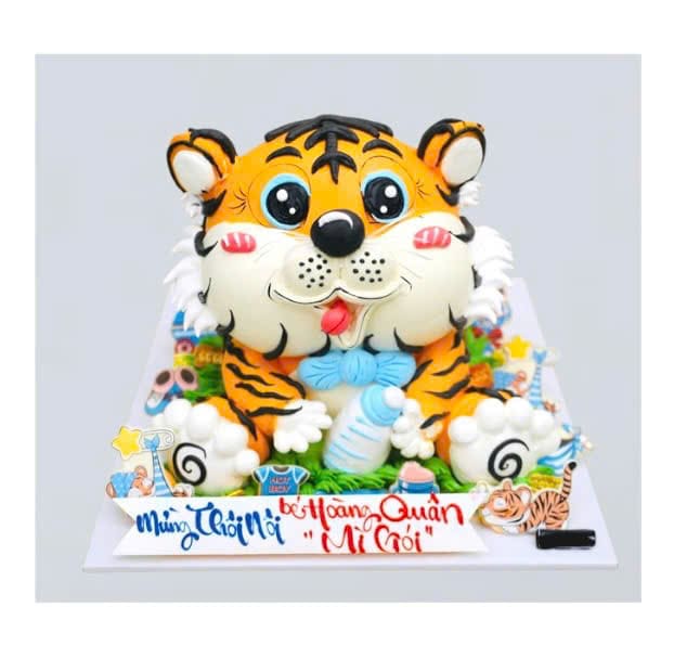 Bánh kem chú hổ con xinh xắn đáng yêu