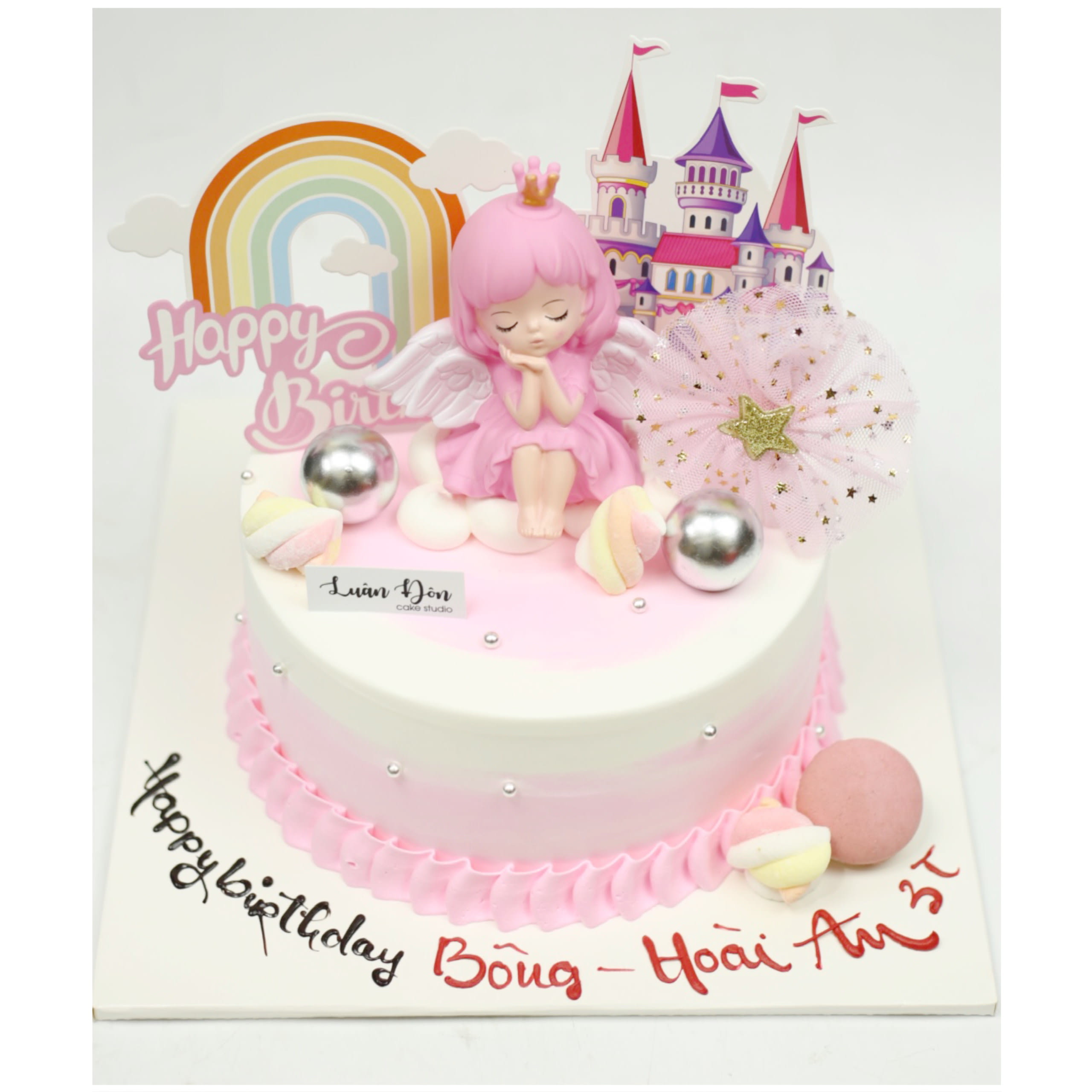 Bánh kem baby hồng sang trọng cho bé gái