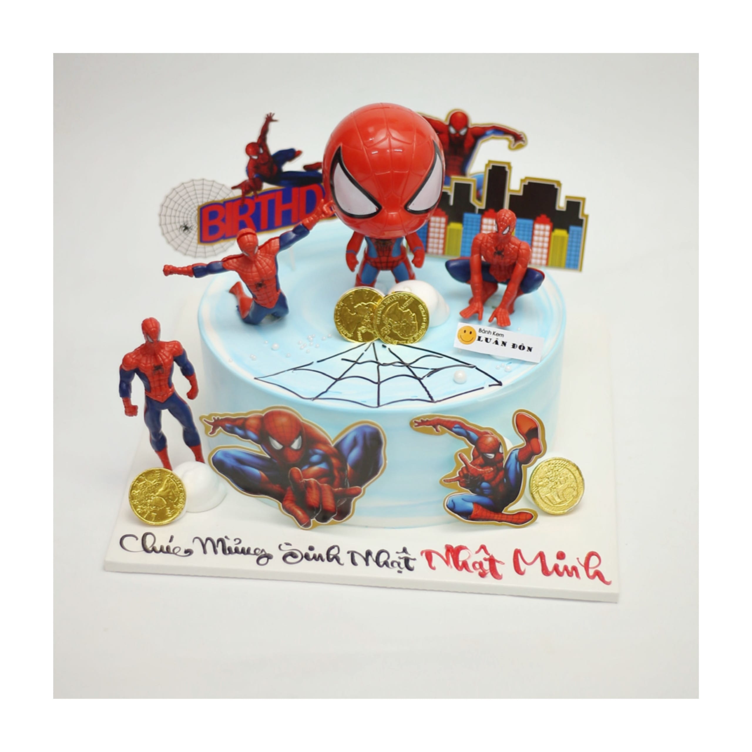 Bánh kem Spider-Man chủ đề siêu anh hùng mạnh mẽ