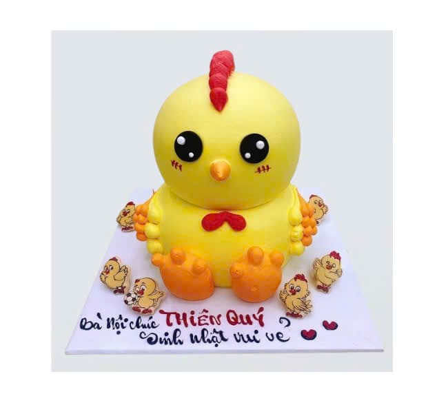 Bánh kem tạo hình chú gà vàng 3D xinh xắn