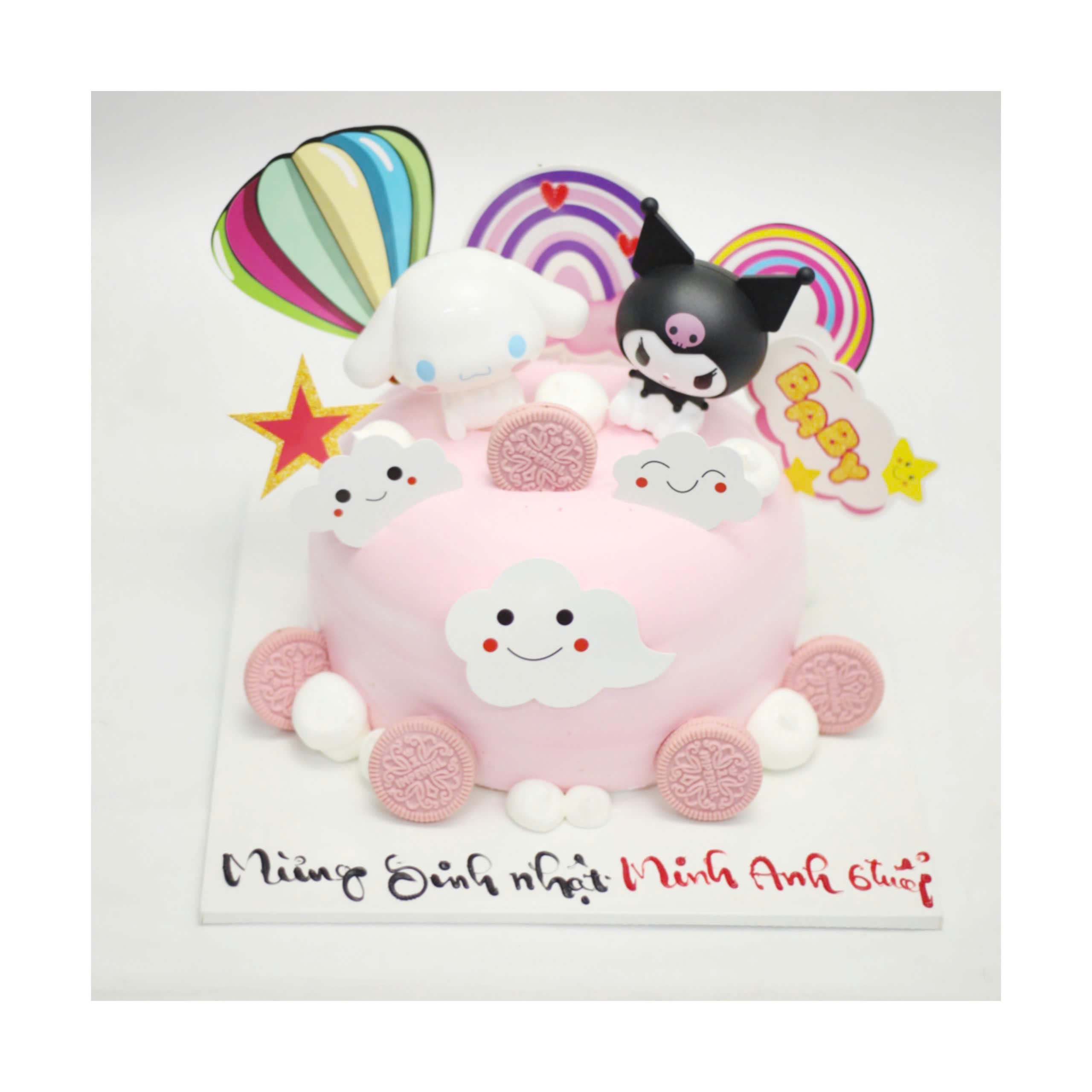 Bánh kem Cinnamoroll và Kuromi tone hồng