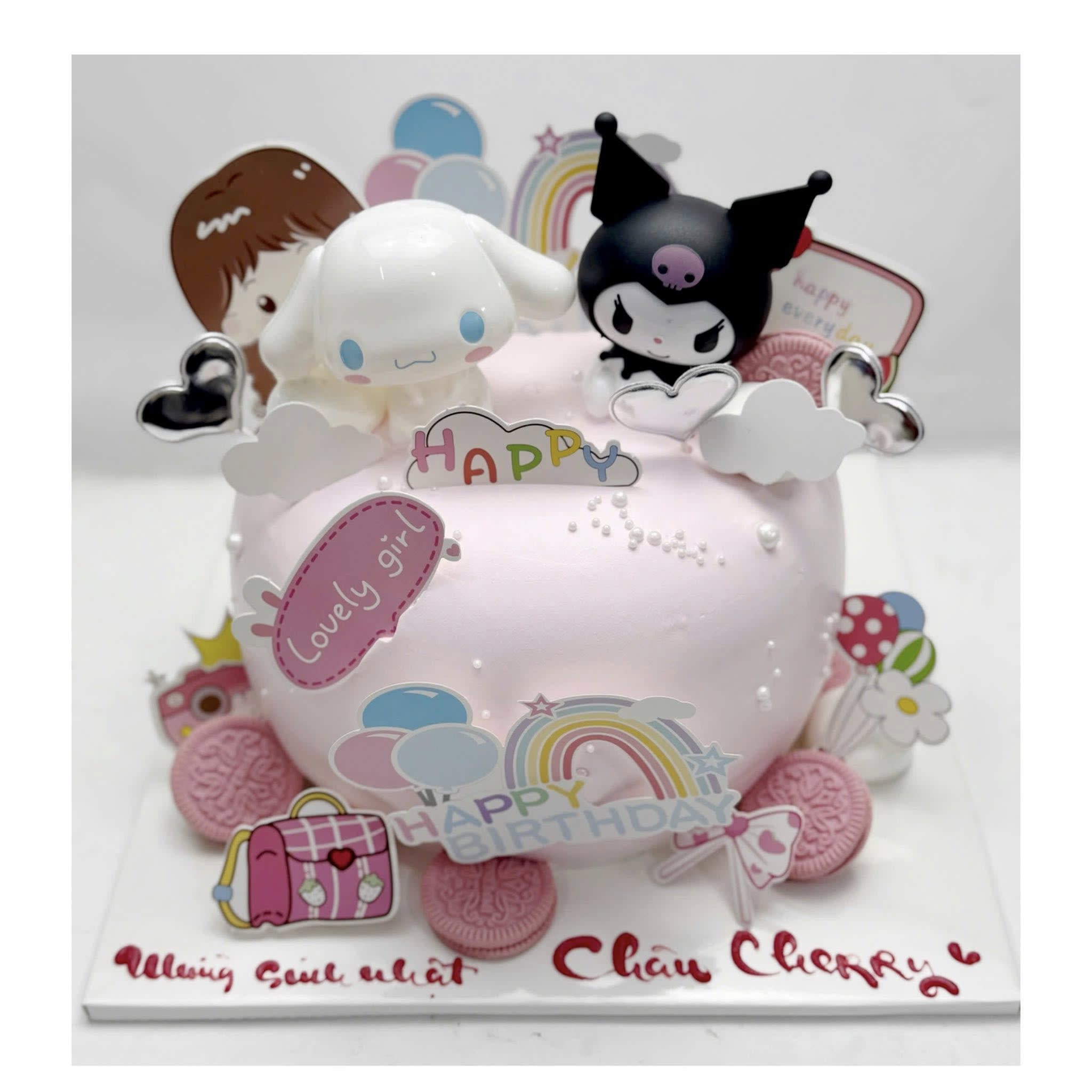 Bánh kem Cinnamoroll và Kuromi hồng dễ thương
