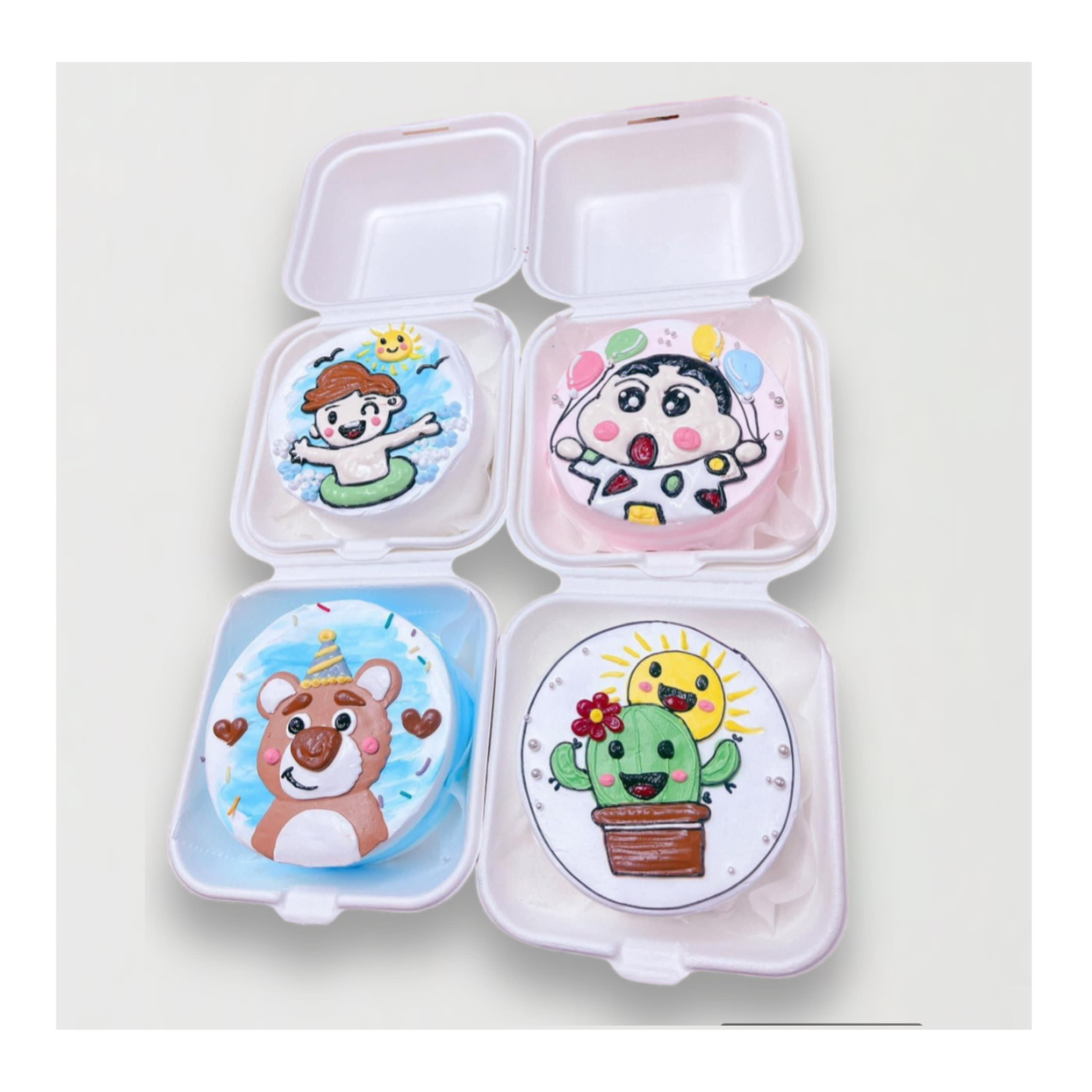 Set 4 bánh bento nhân vật hoạt hình vui nhộn