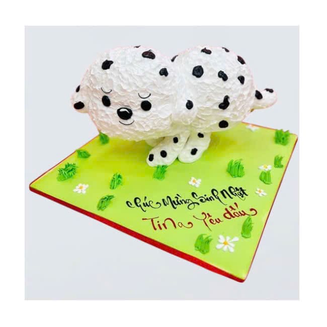Bánh kem tạo hình chú chó đốm trắng 3D