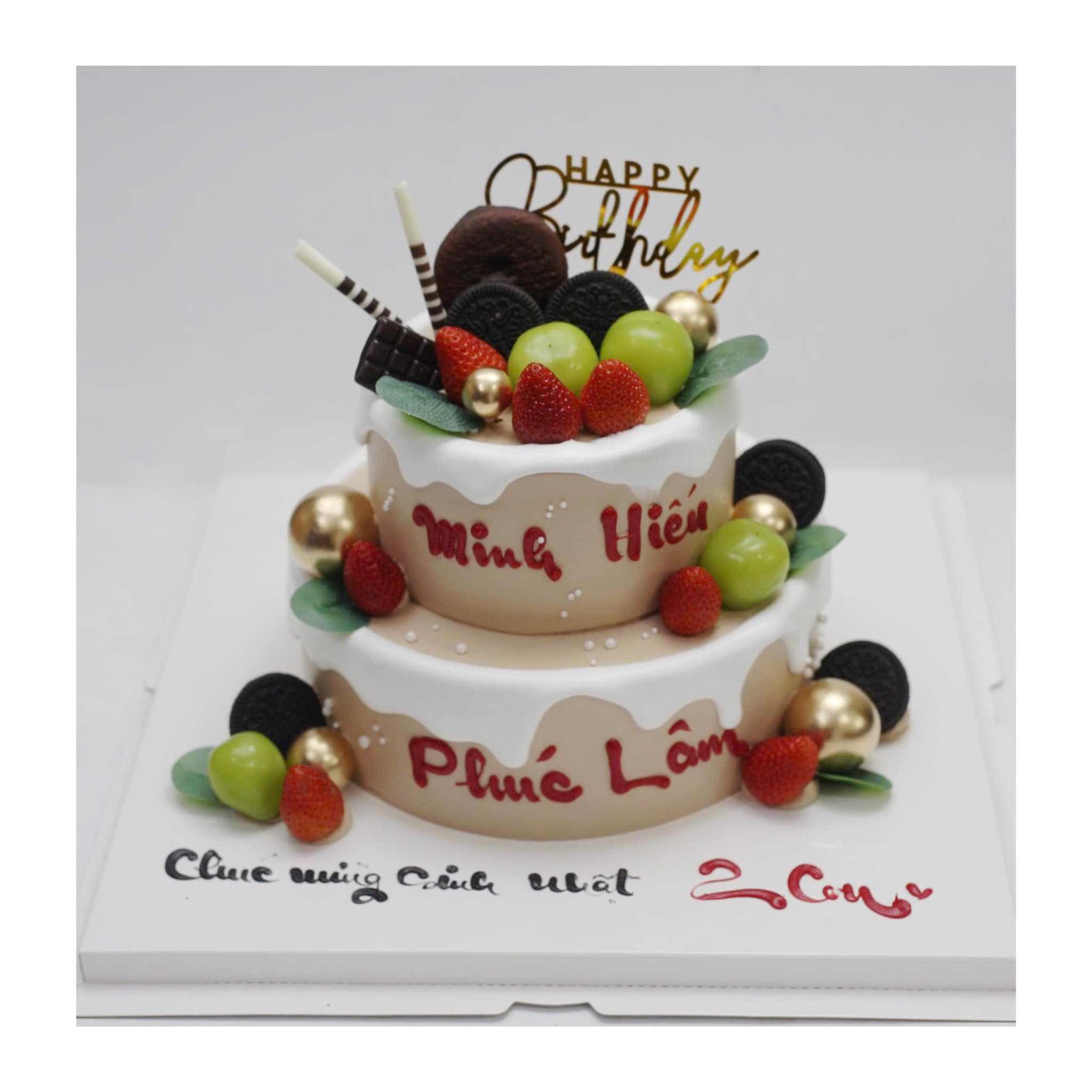 Bánh kem hai tầng trái cây phối Oreo
