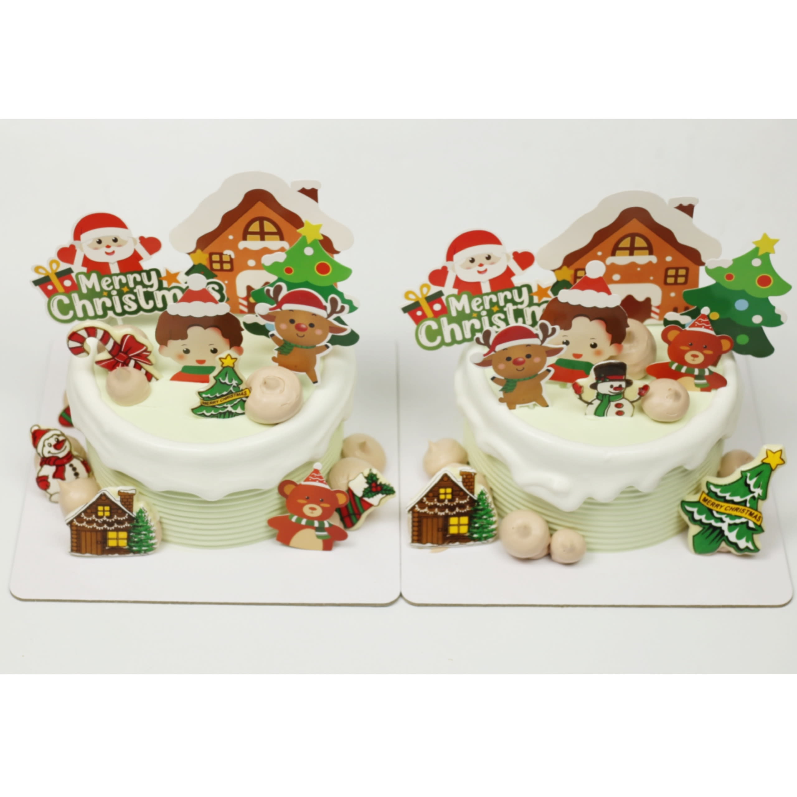 Bánh kem Noel xanh dịu nhẹ trang trí đáng yêu