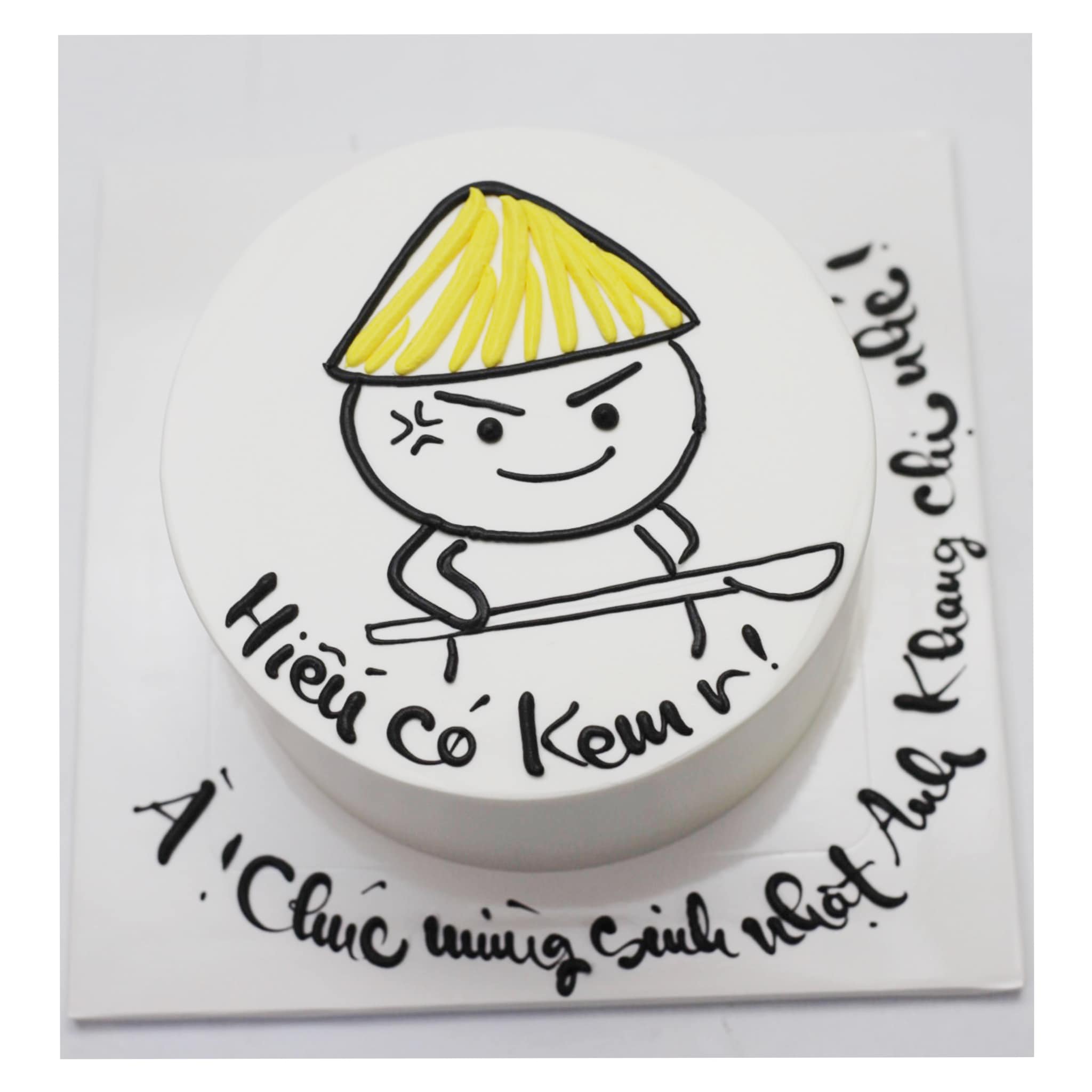 Bánh kem vẽ hình chú hề đội nón lá