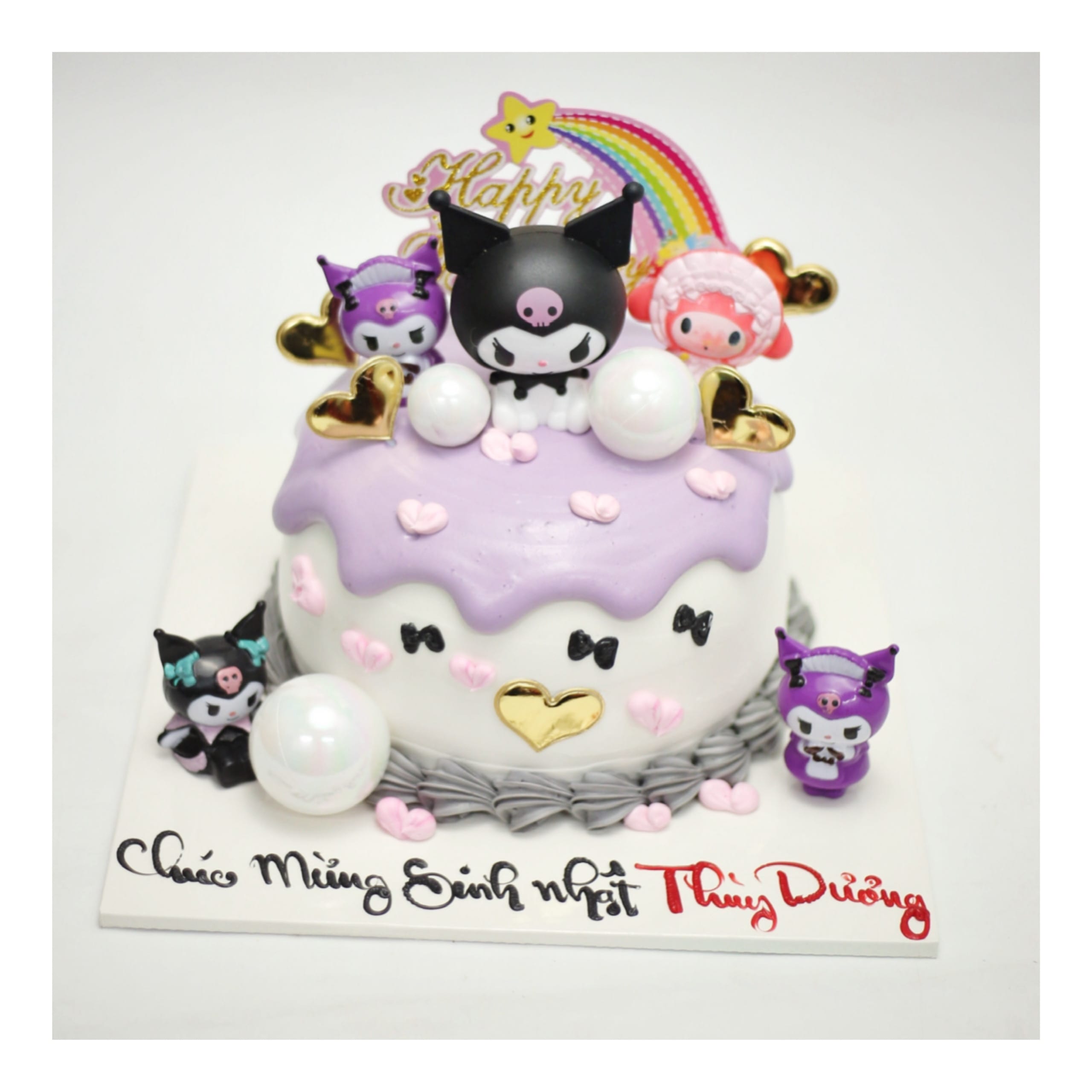 Bánh kem Kuromi tím pastel trang trí dễ thương