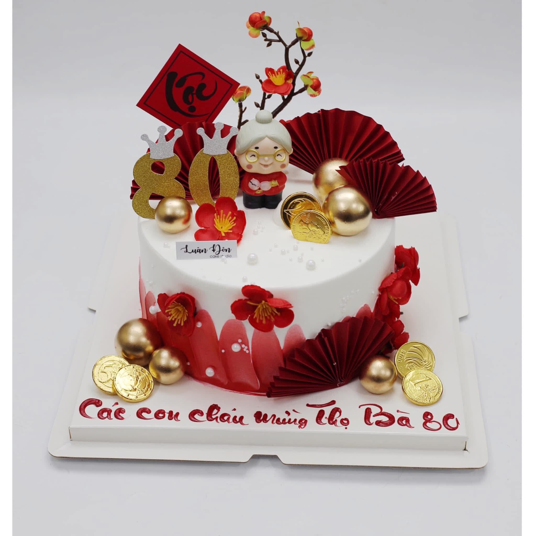 Bánh mừng thọ bà 80 tuổi đỏ