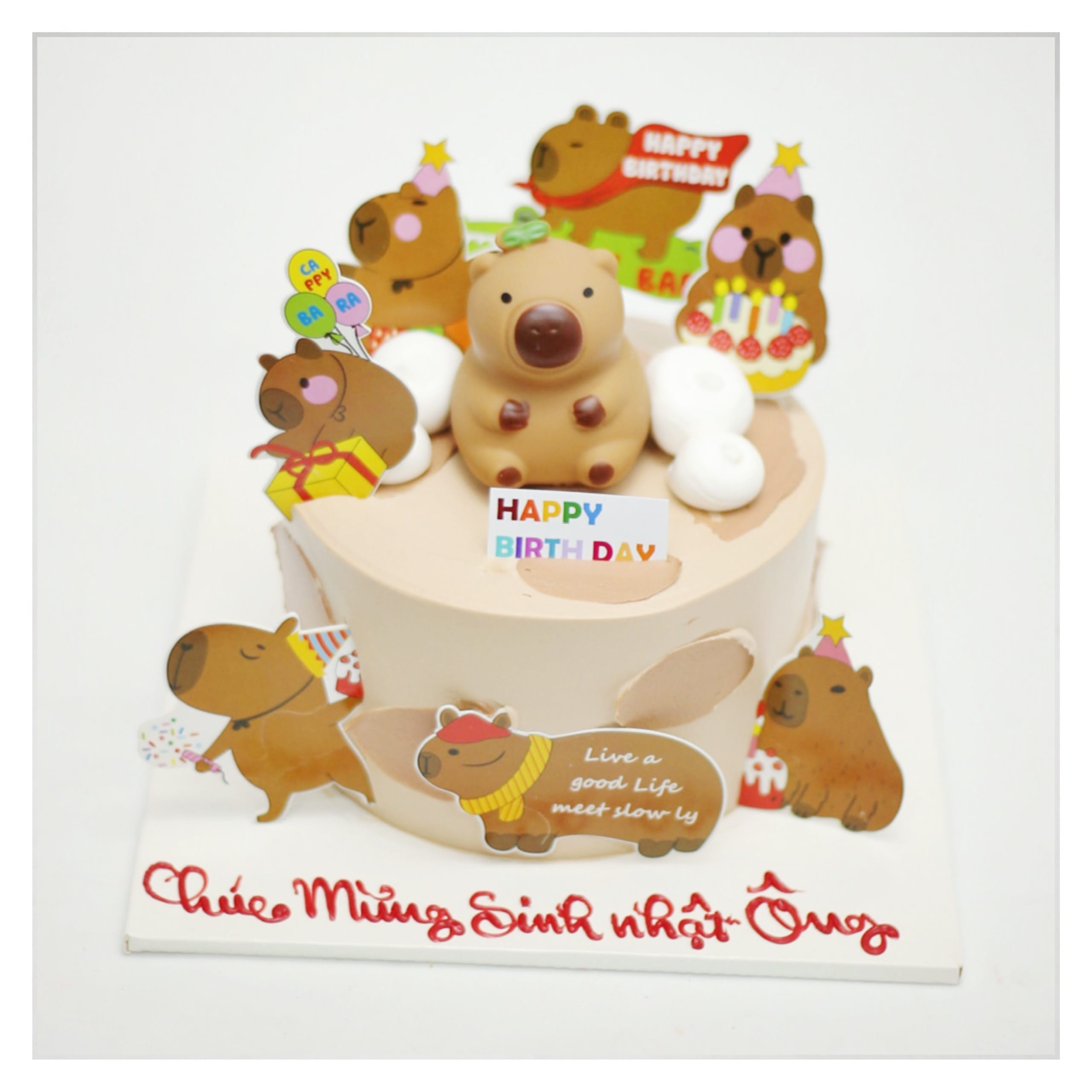 Bánh kem Capybara phong cách nhẹ nhàng đáng yêu