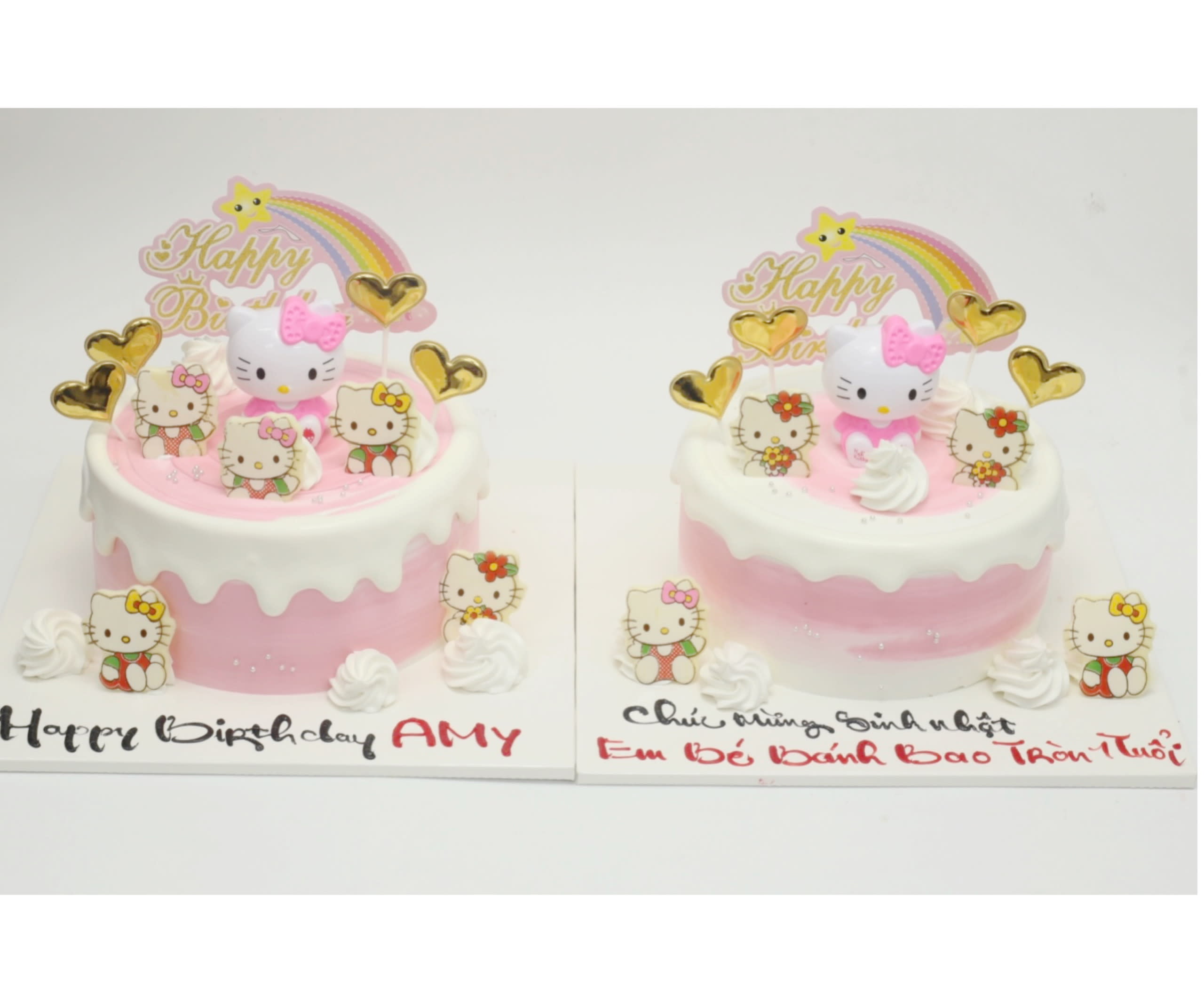 Bánh kem Hello Kitty hồng pastel đôi