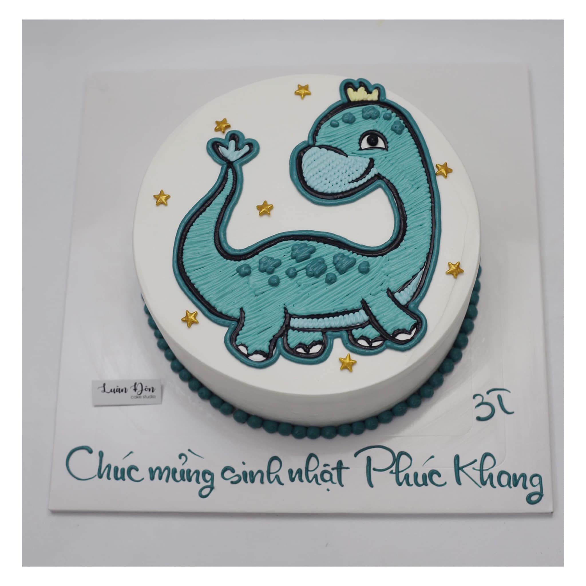 Bánh vẽ chú khủng long xanh đáng yêu