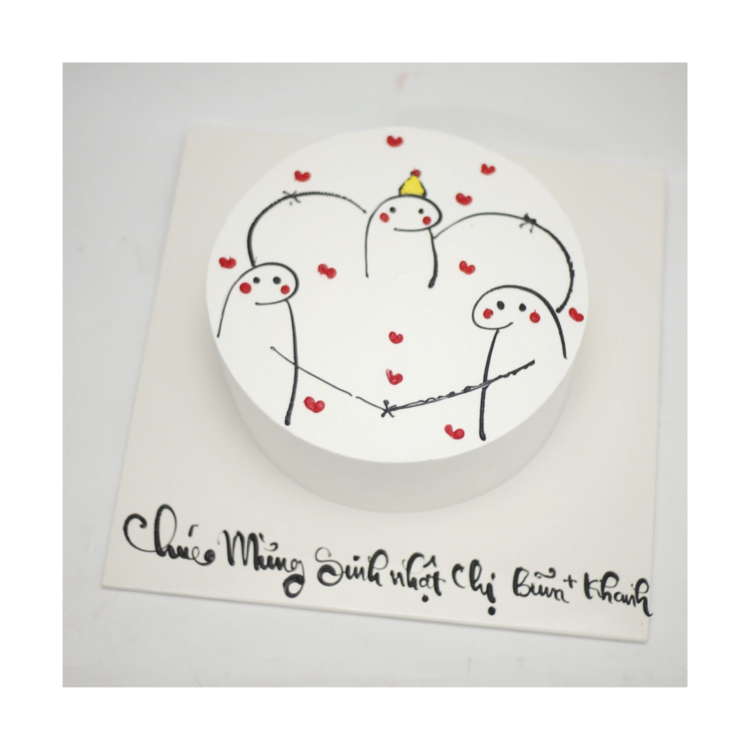 Bánh kem vẽ hình Flork trái tim đáng yêu