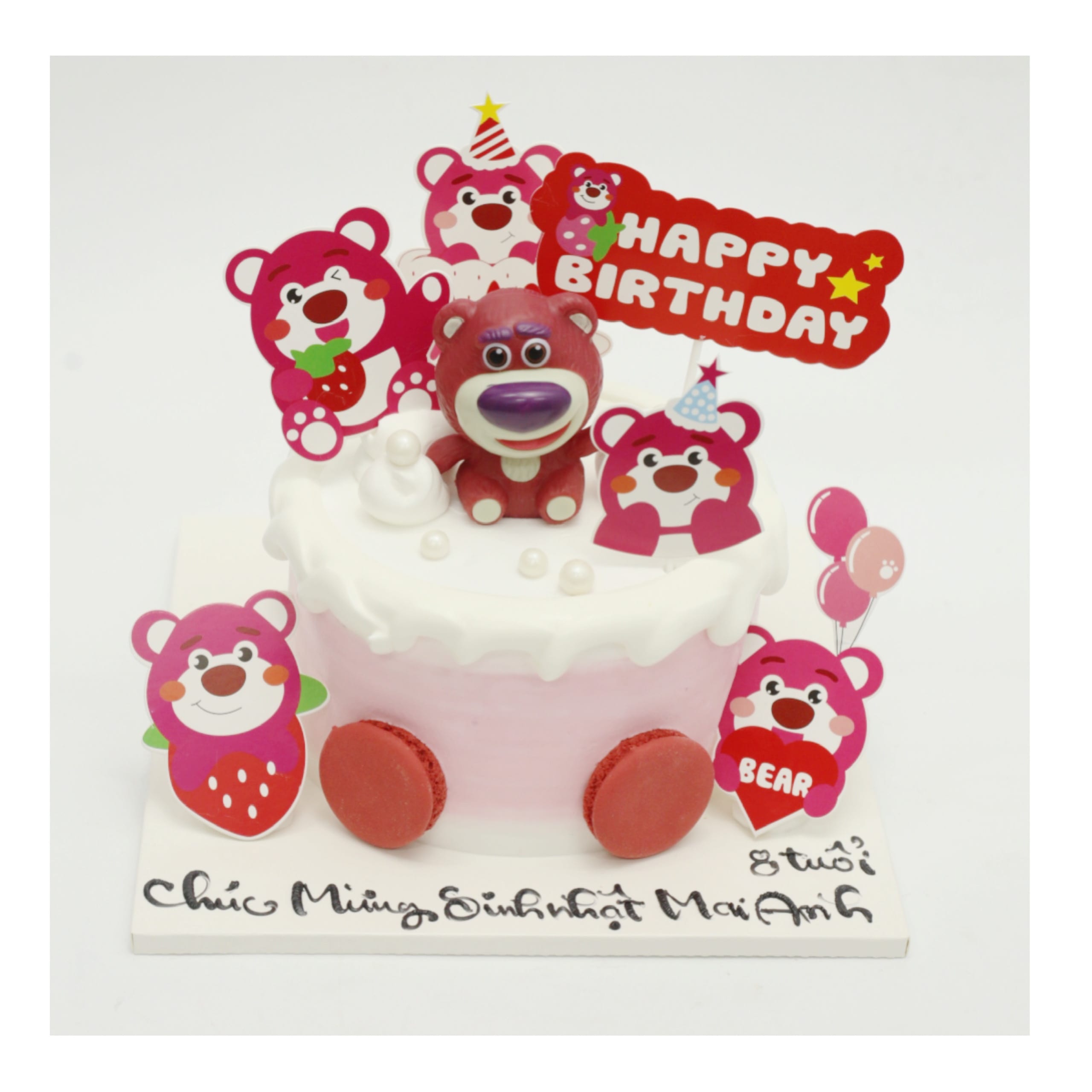 Bánh kem gấu dâu Lotso trang trí tinh nghịch