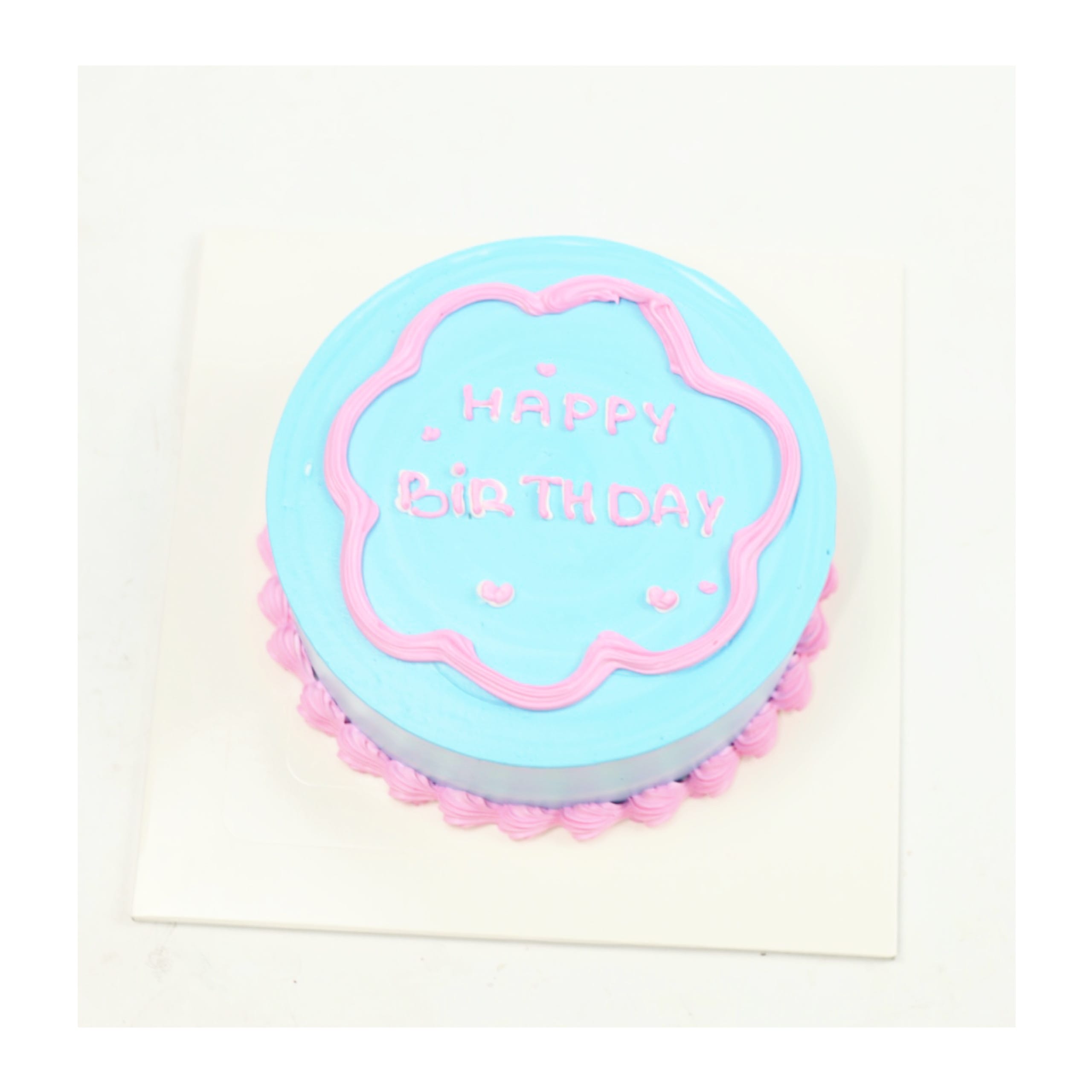 Bánh kem Happy Birthday xanh dương đơn giản