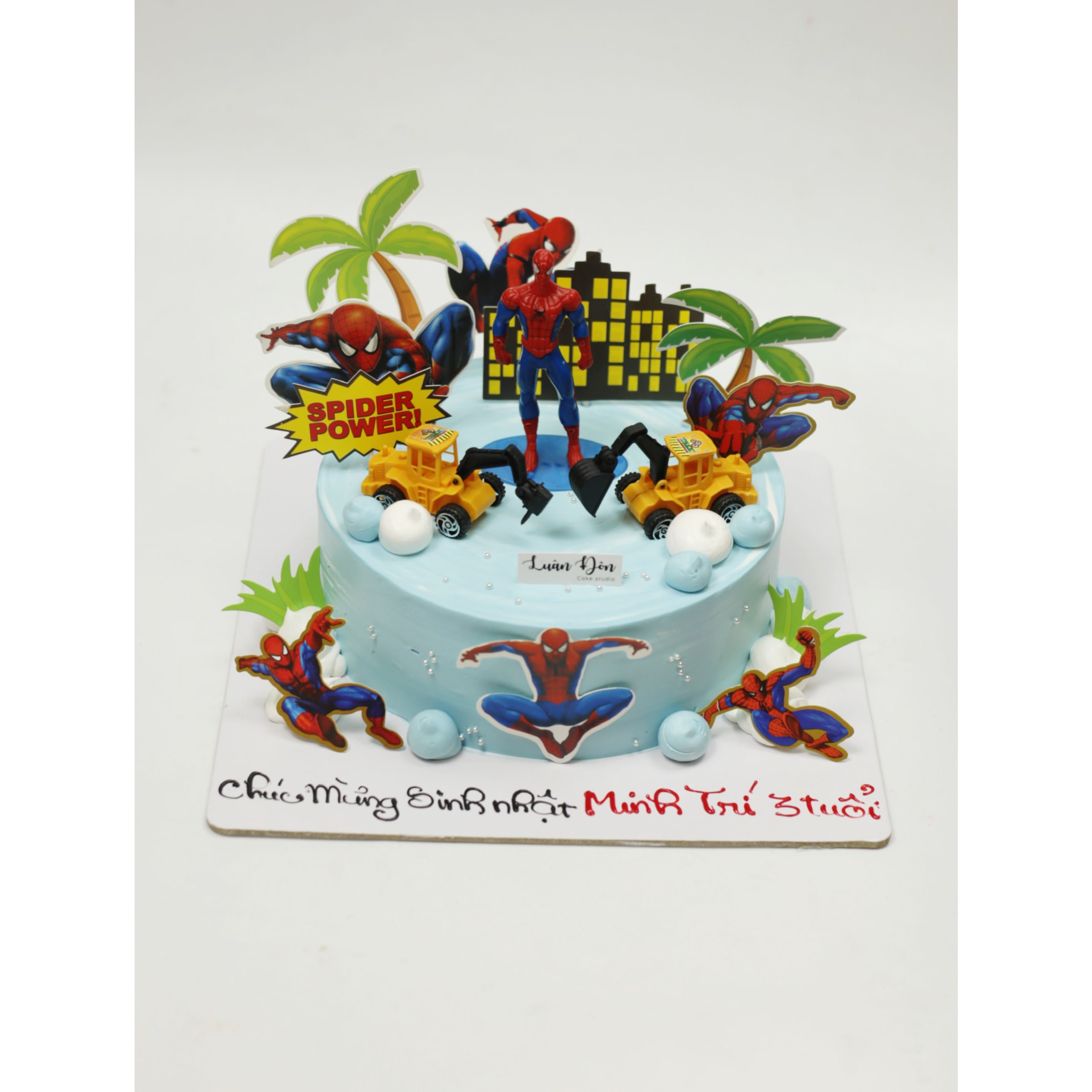 Bánh kem Spider-Man xanh cho bé trai