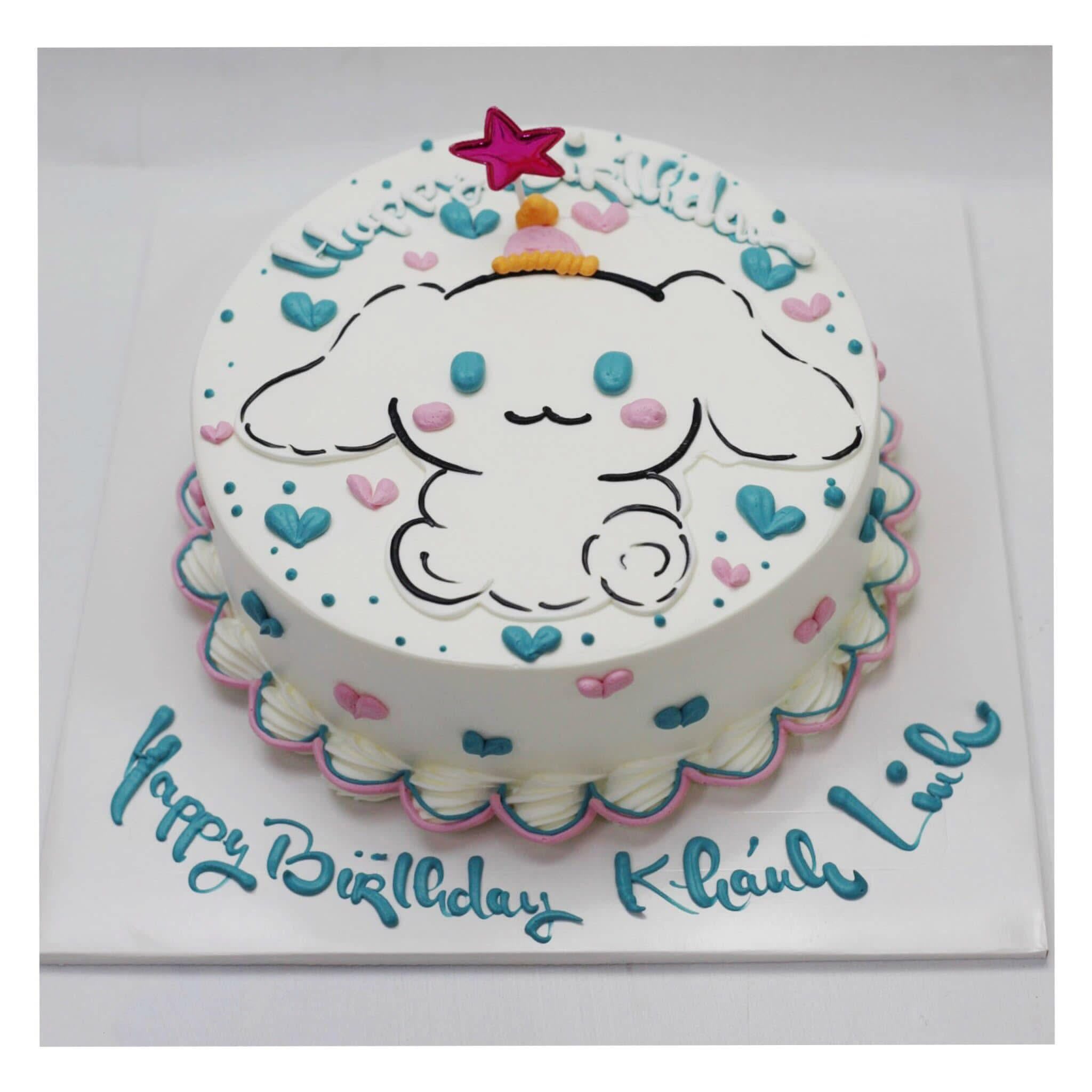 Bánh kem vẽ hình Cinnamoroll trắng muốt