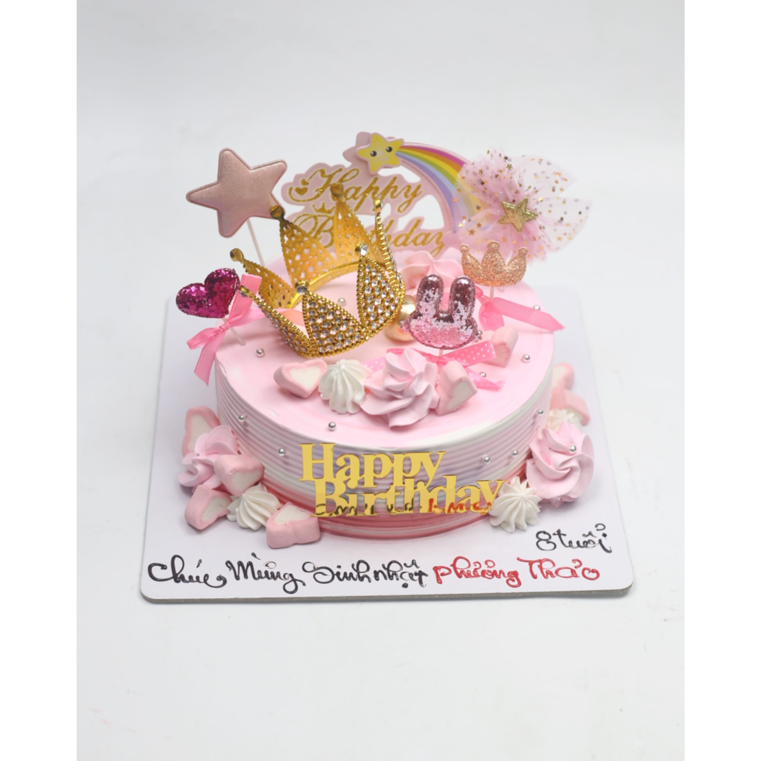 Bánh kem hồng vương miện công chúa cho bé