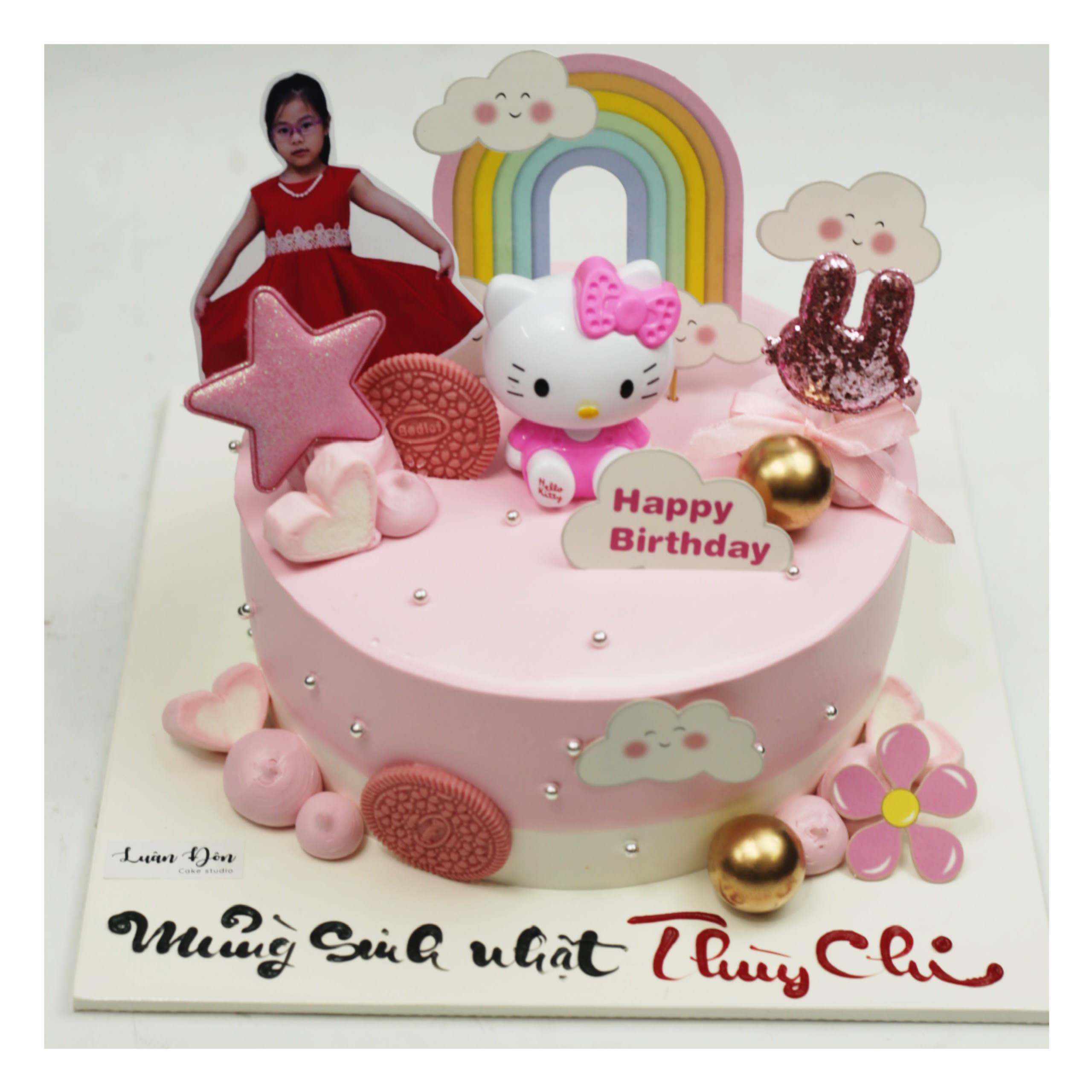 Bánh kem hồng Hello Kitty cho bé gái