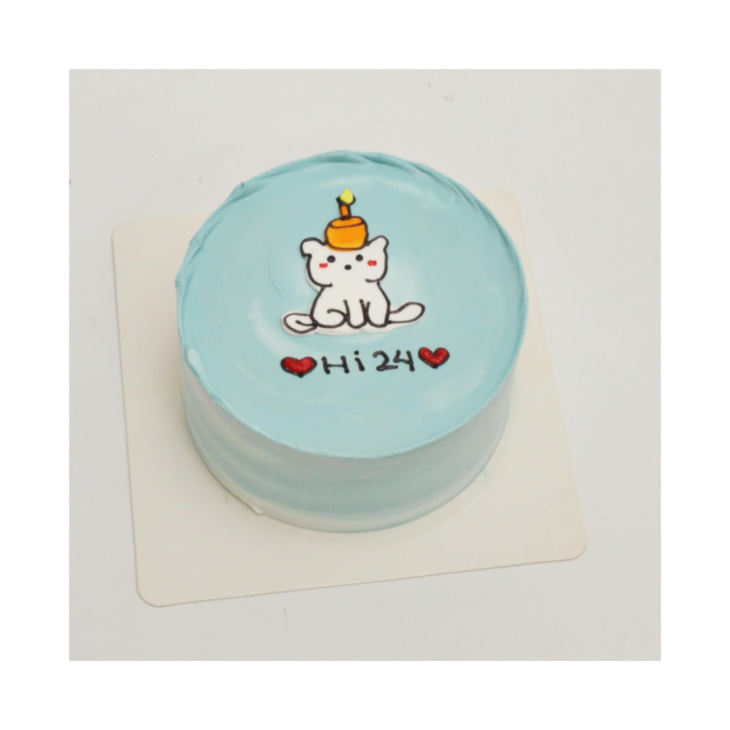 Bánh kem xanh pastel hình chú gấu nhỏ