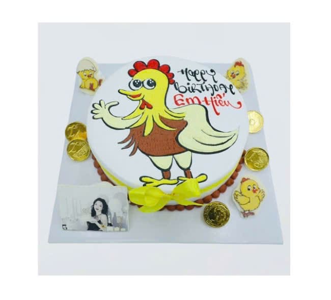 Bánh kem vẽ hình gà trống oai phong