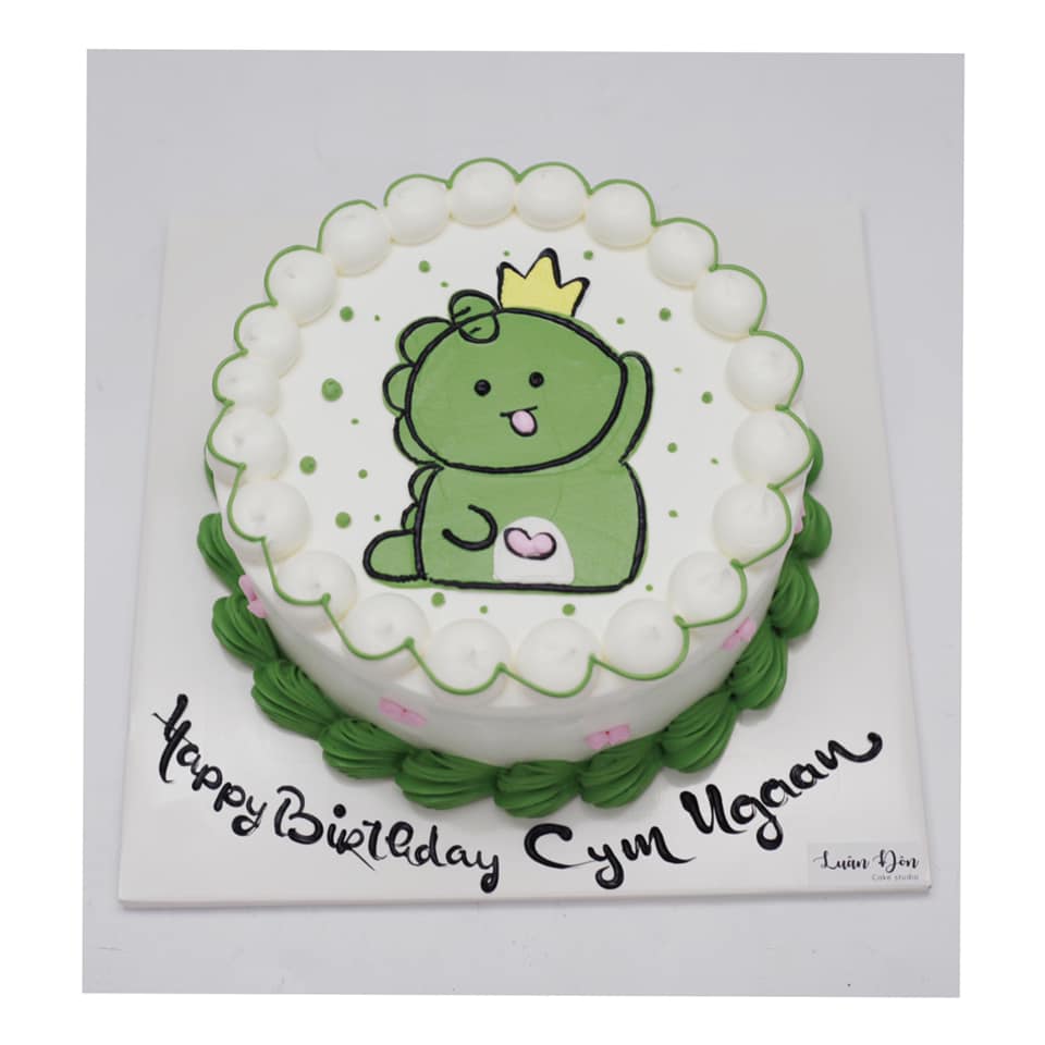 Bánh vẽ chú khủng long xanh cute