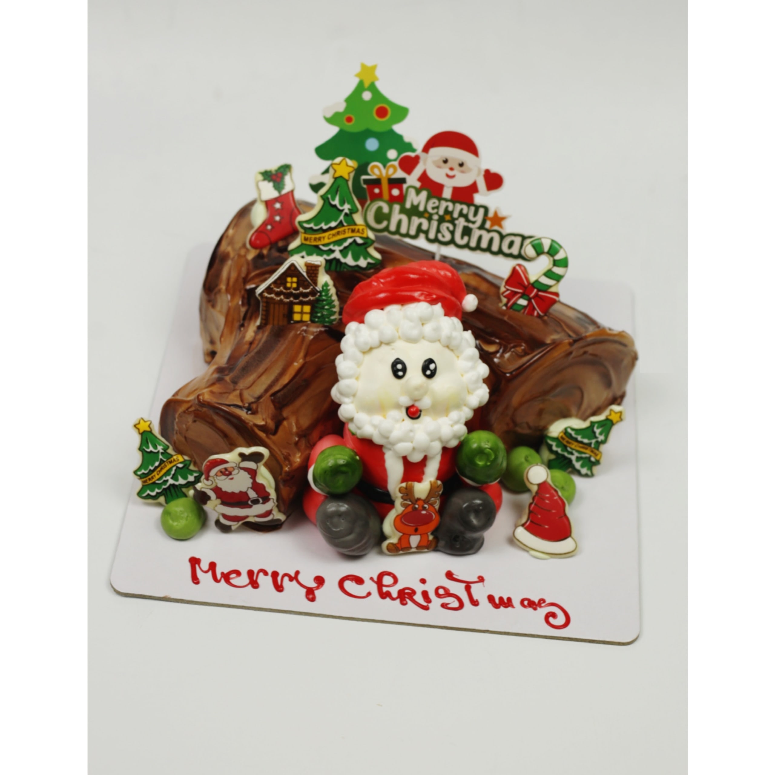 Bánh kem khúc gỗ ông già Noel Merry Christmas