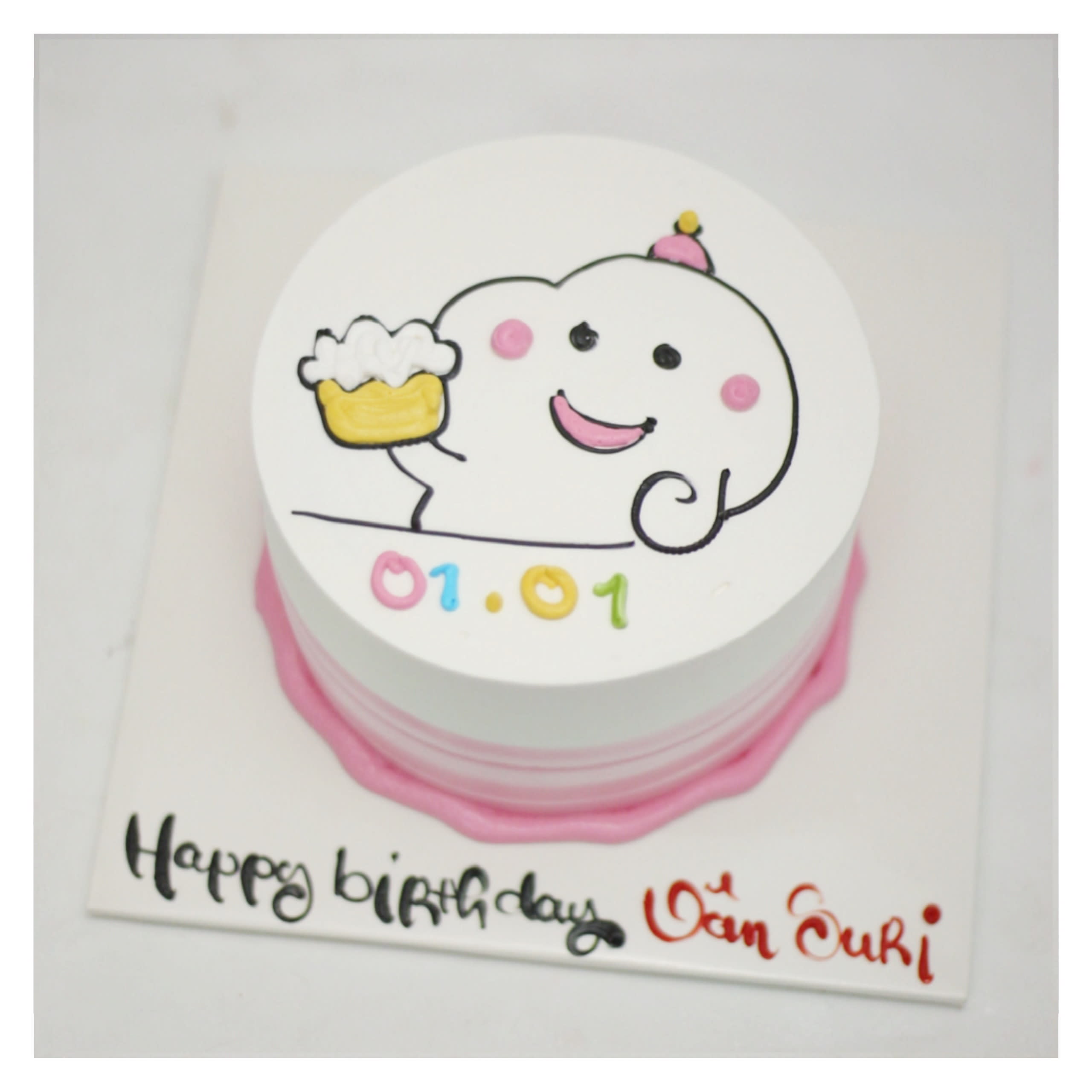 Bánh Bento vẽ hình đám mây cầm bánh