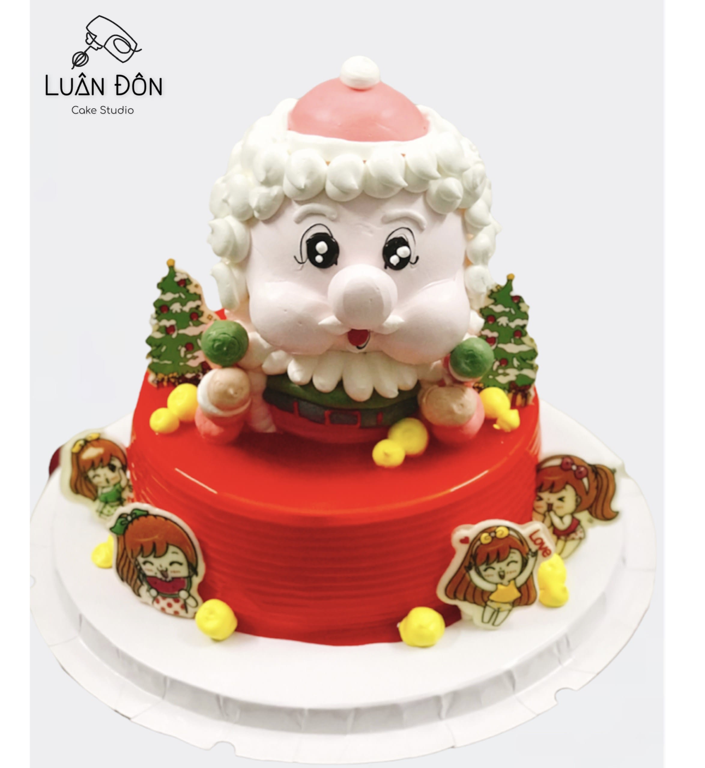 Bánh kem ông già Noel đỏ rực rỡ
