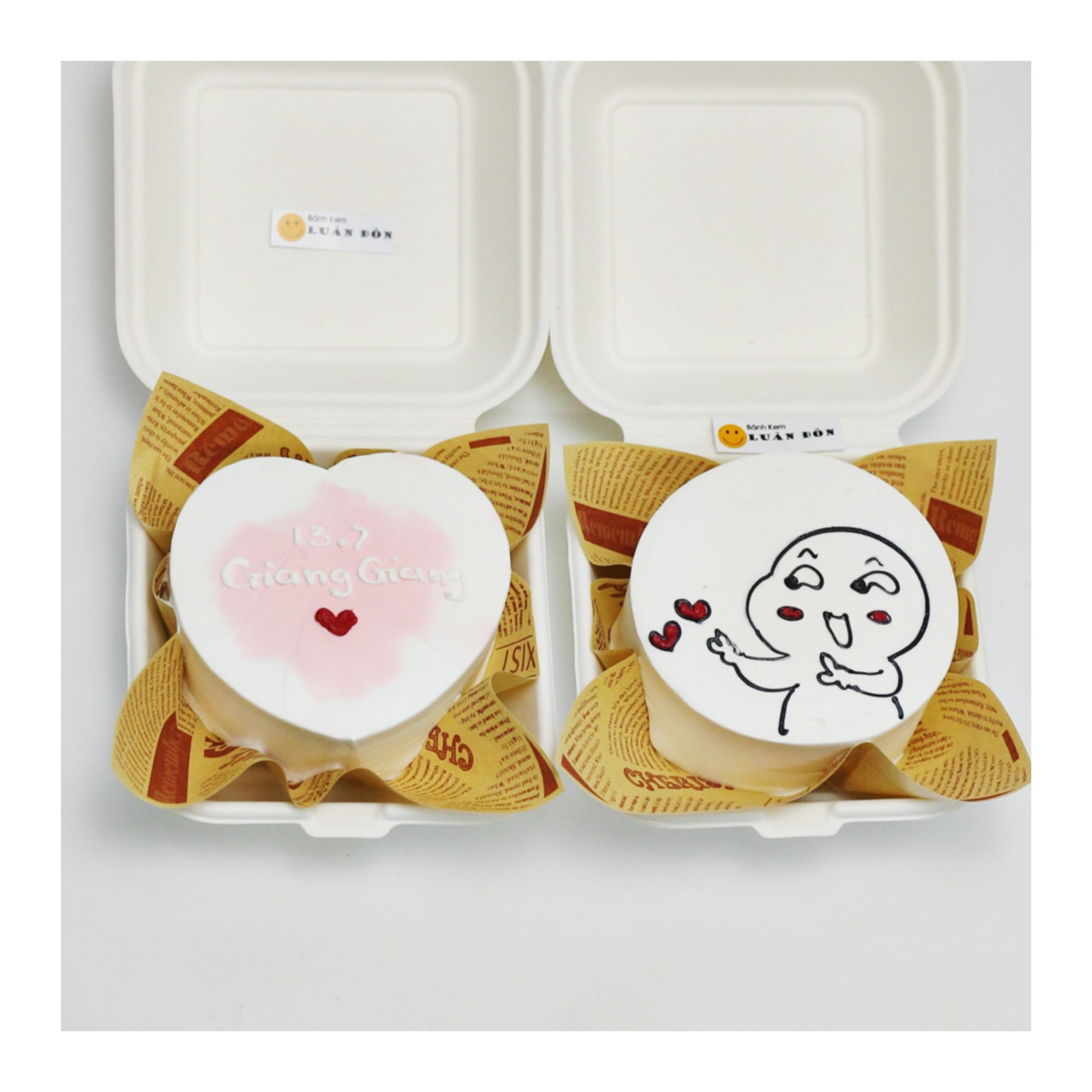 Combo 2 bánh Bento trái tim và hình vẽ
