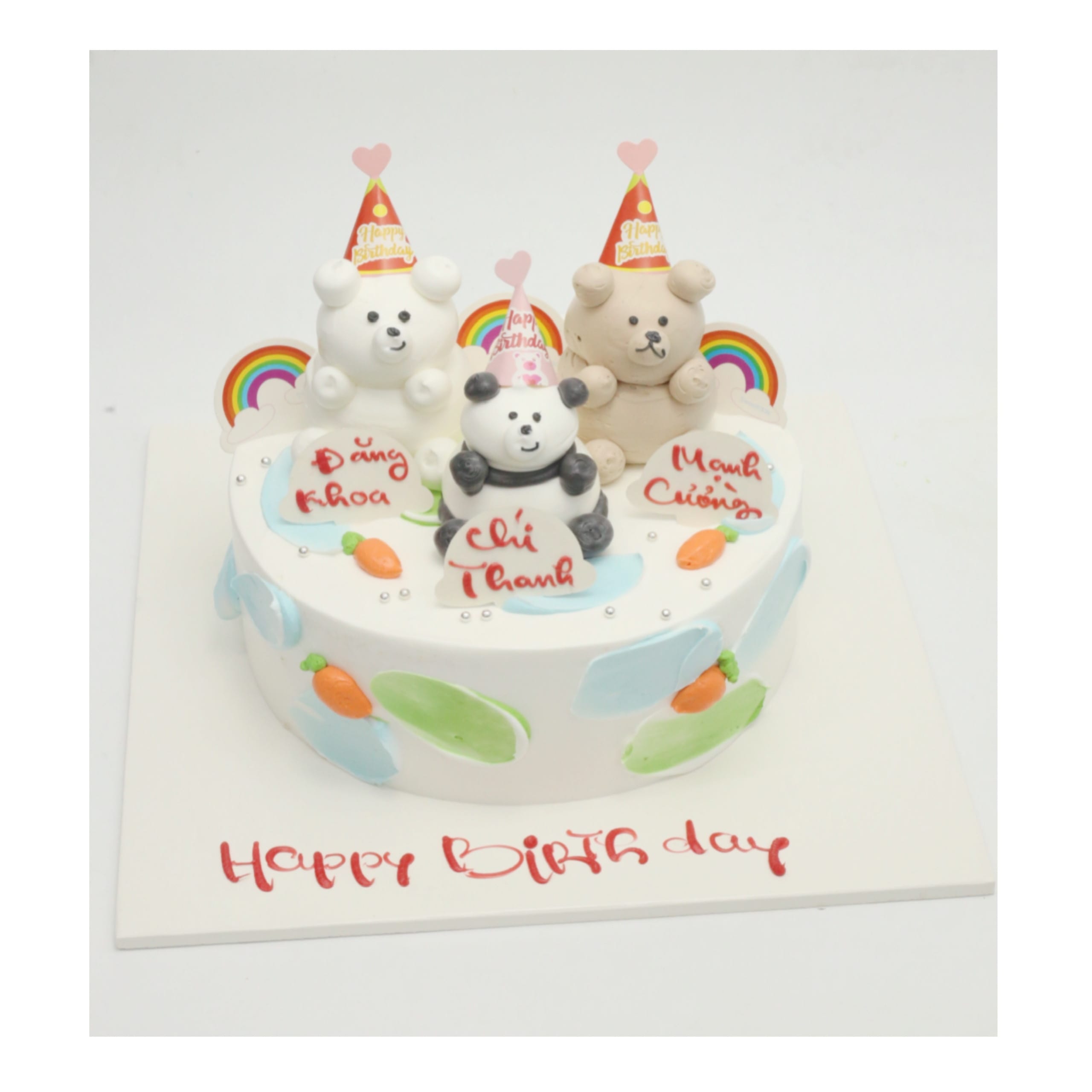Bánh kem ba chú gấu dễ thương màu pastel