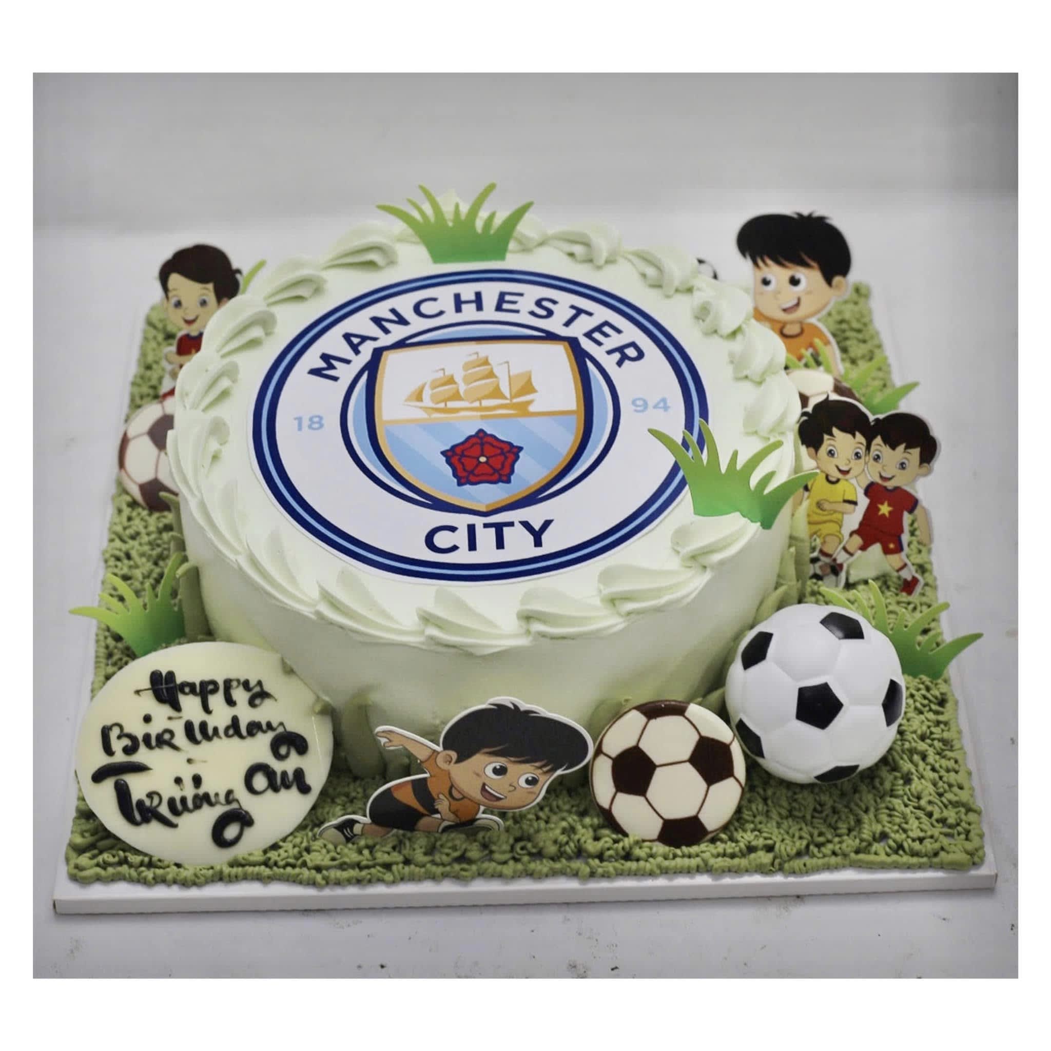 Bánh kem Manchester City bóng đá xanh