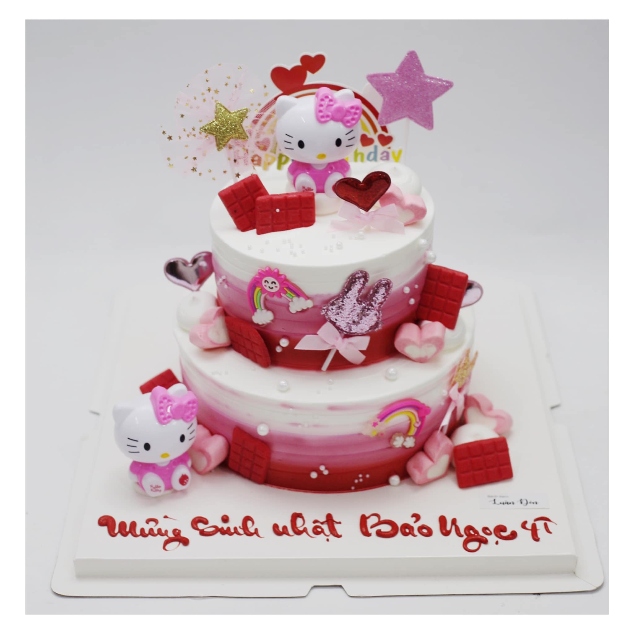 Bánh kem Hello Kitty hai tầng hồng
