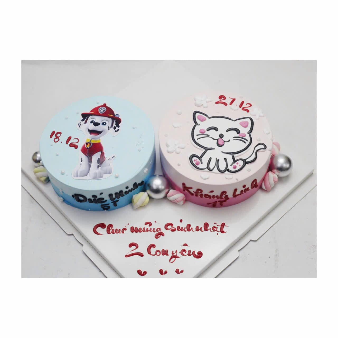 Set bánh đôi bé trai bé gái xinh xắn