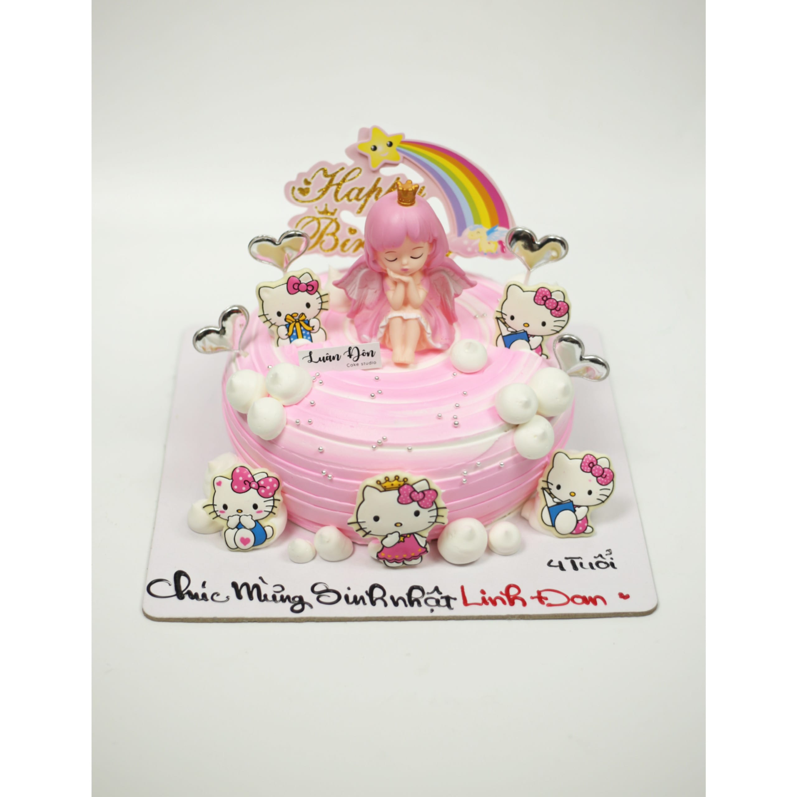 Bánh kem hồng Hello Kitty cho bé gái