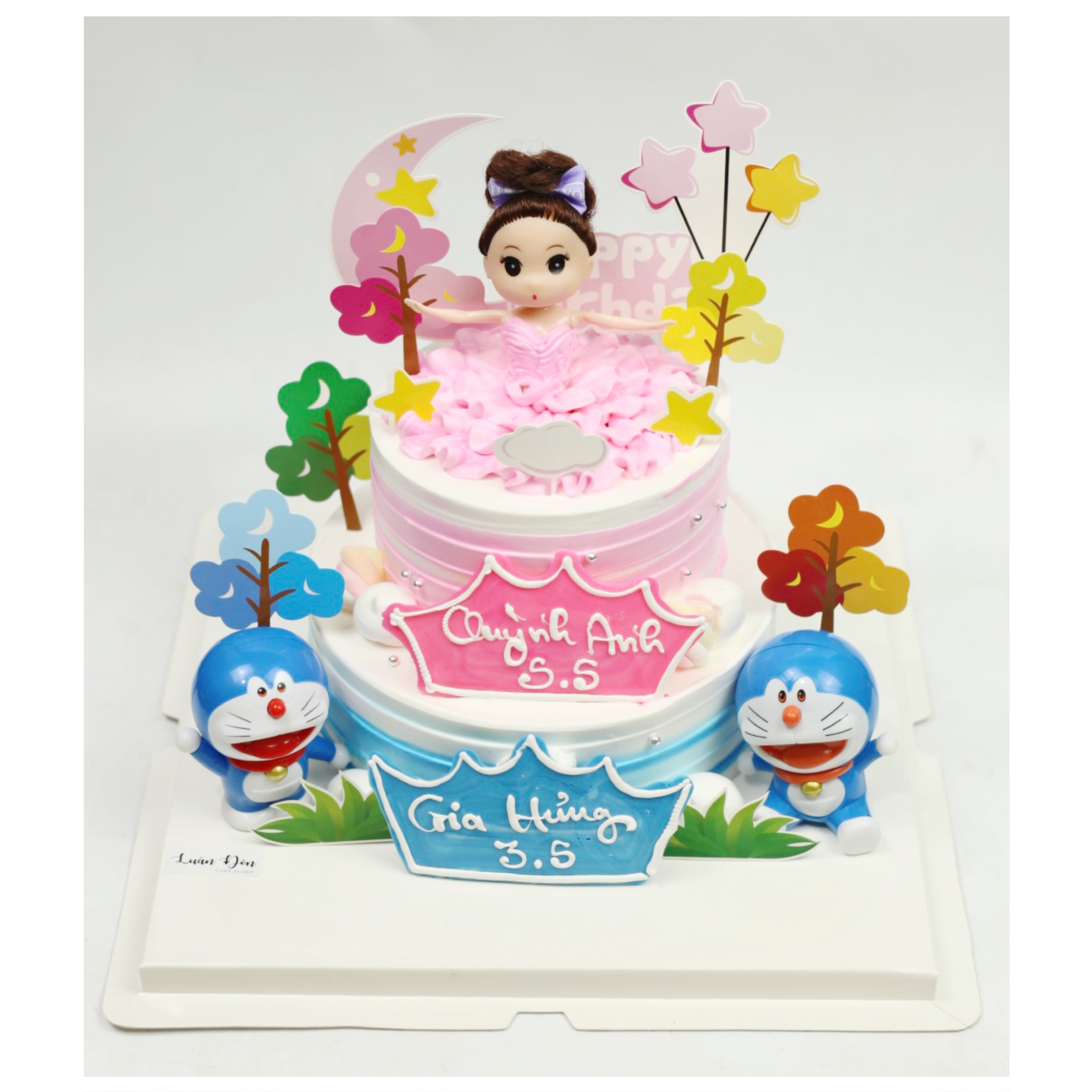 Bánh kem hai tầng Doraemon công chúa