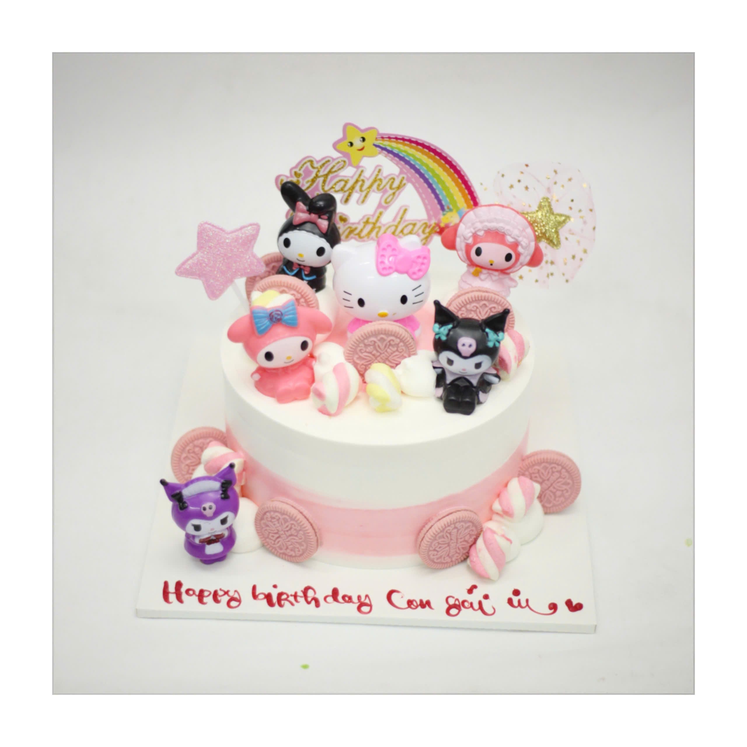 Bánh kem Kuromi và Hello Kitty đa sắc